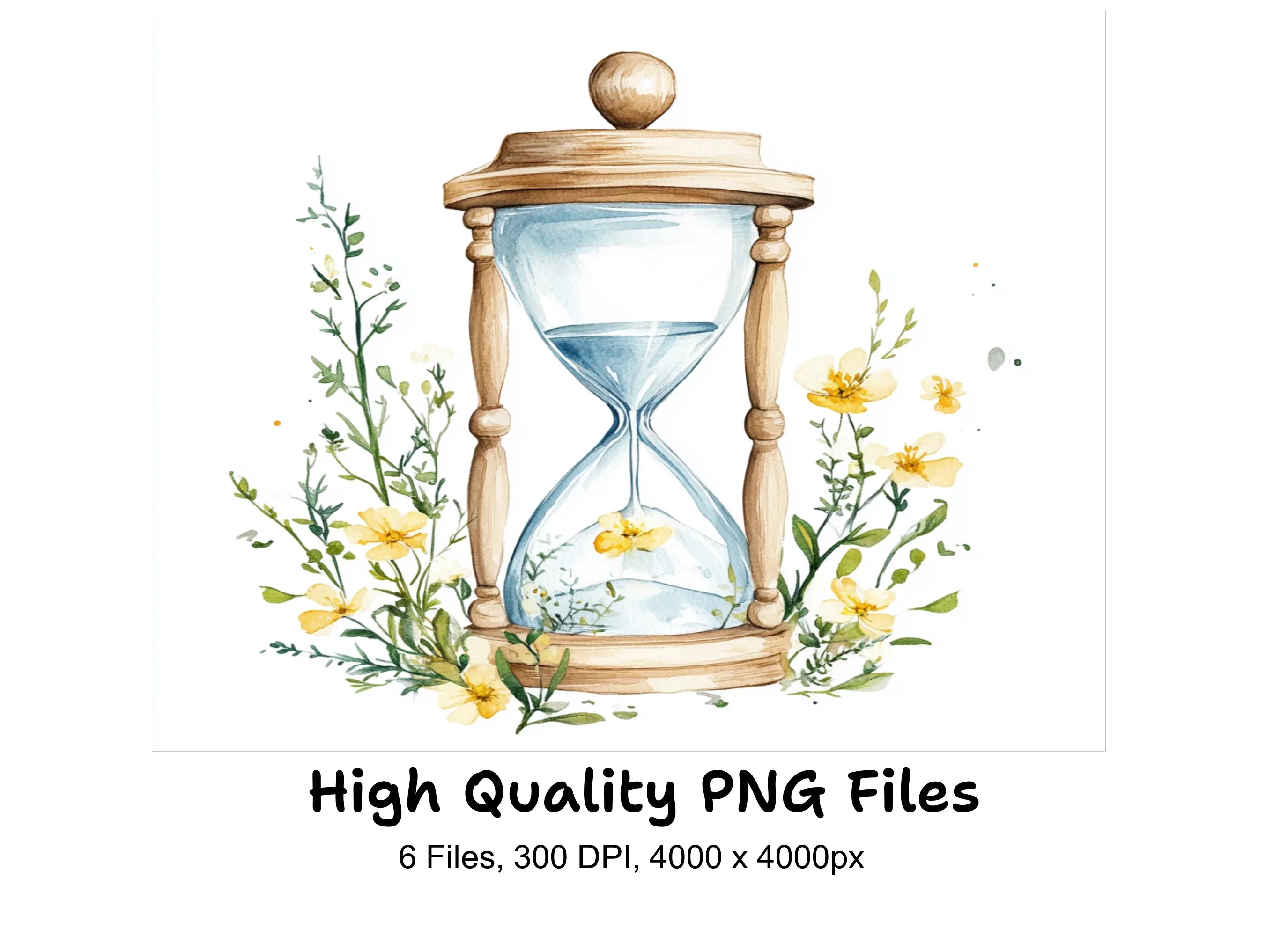 Floral Hourglass Clipart Bundle