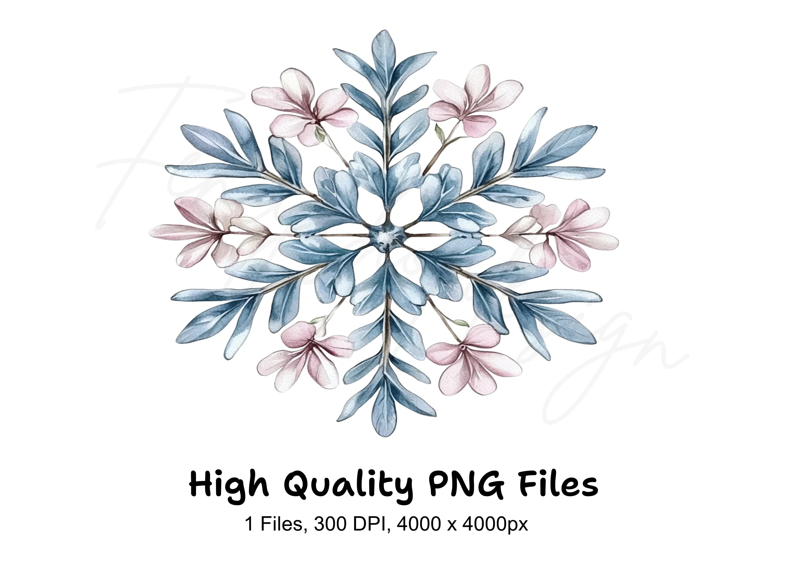 Snowflake Floral Clipart Bundle