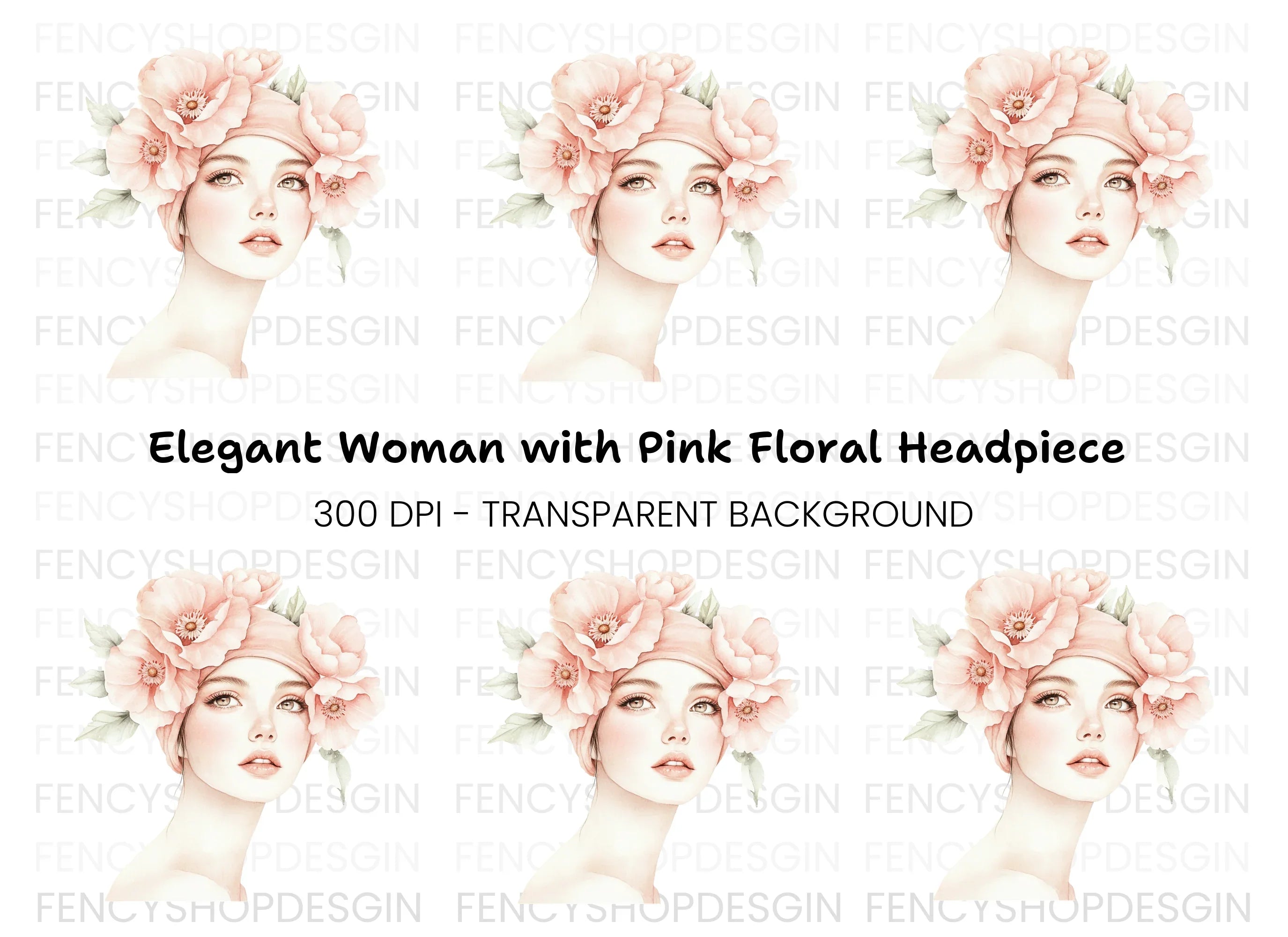 Floral Headwrap Woman Clipart Bundle