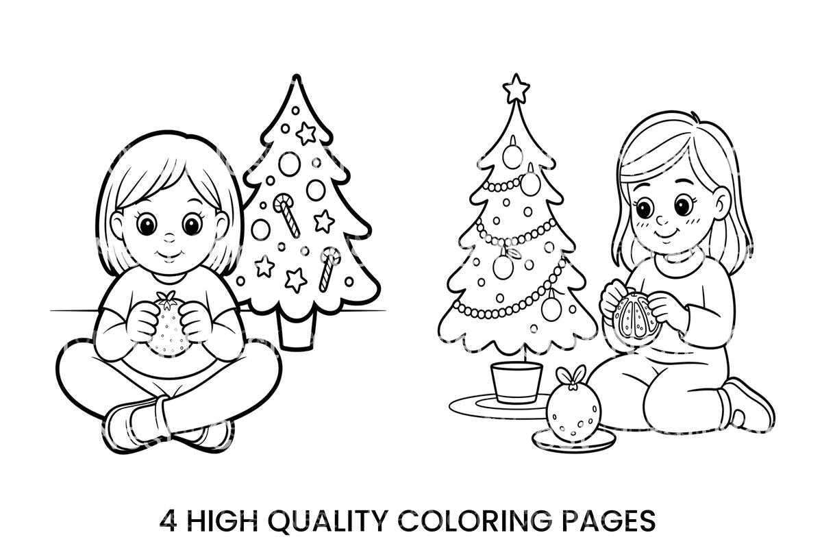 Christmas Kids and Fireplace Coloring Books