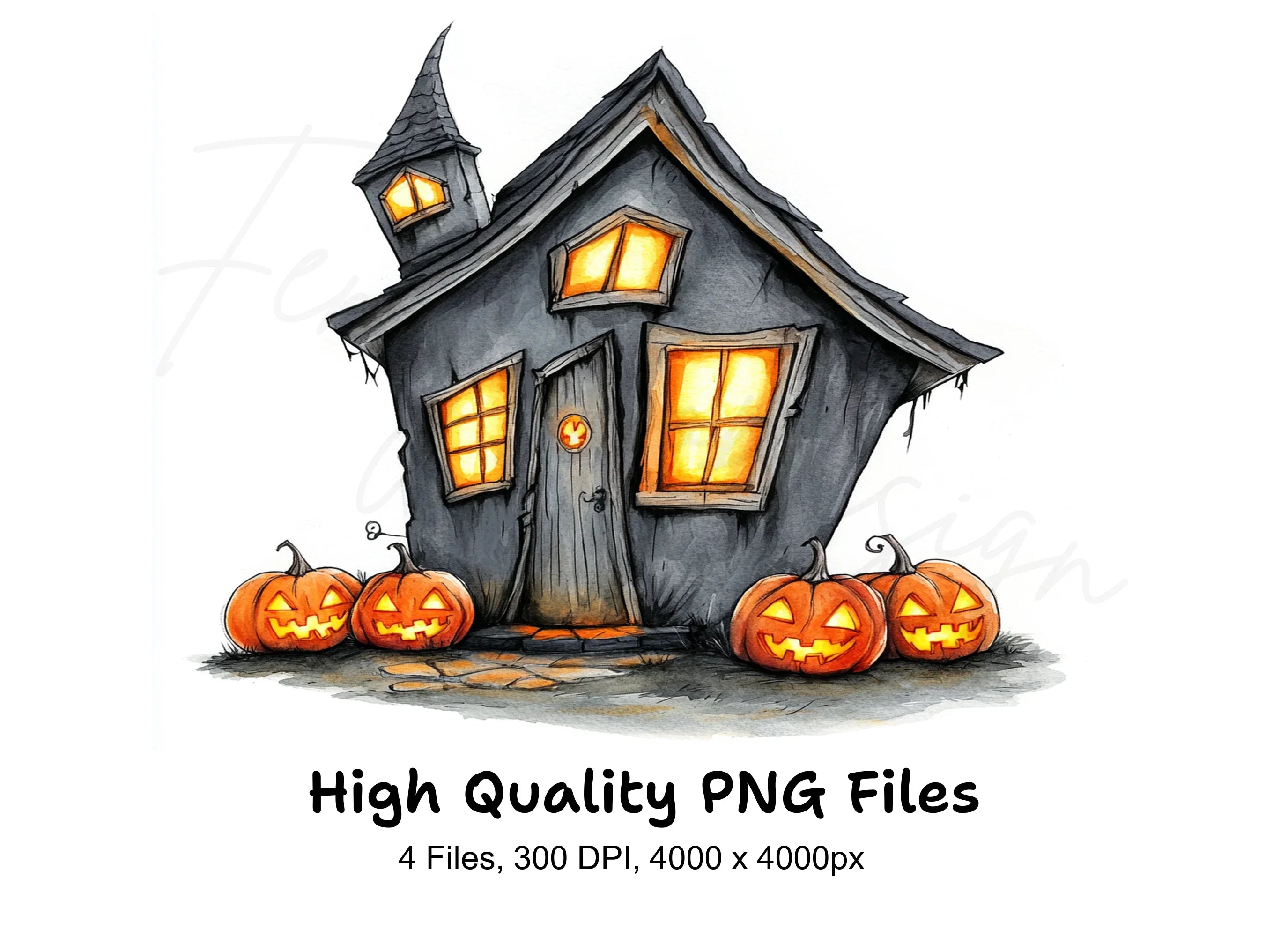 Spooky Halloween Haunted Houses Clipart Bundle