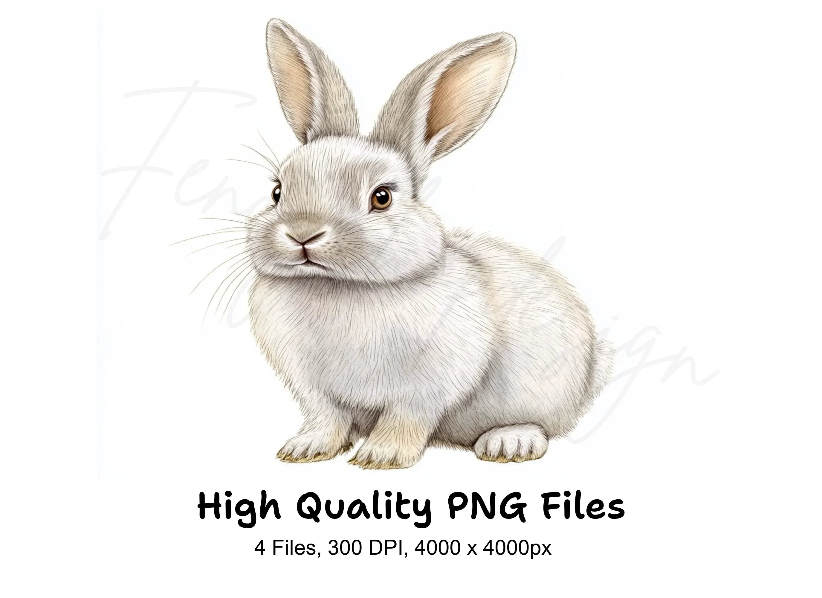White Bunny Rabbit Clipart Bundle