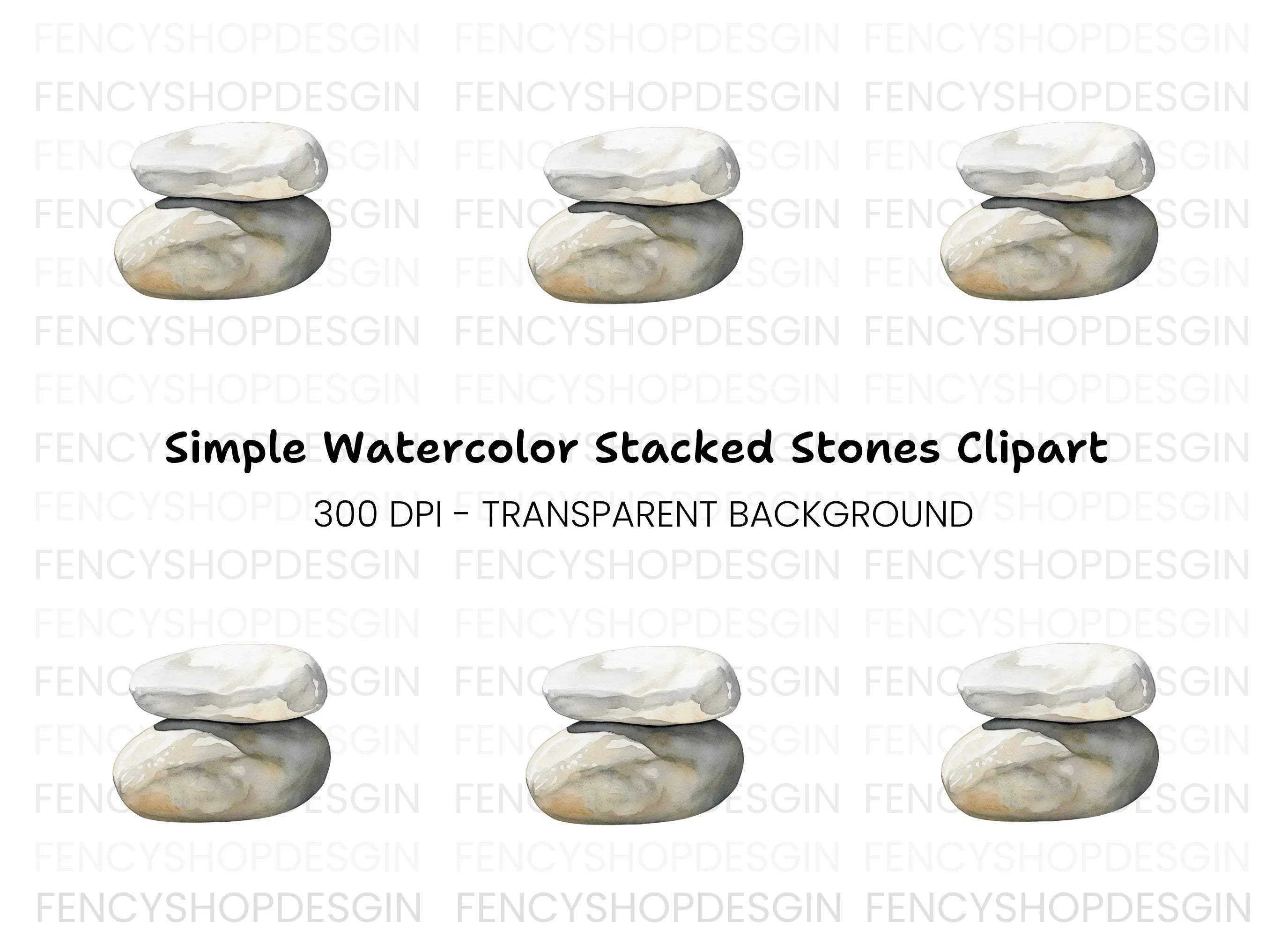 Stacked White Stones Clipart Bundle