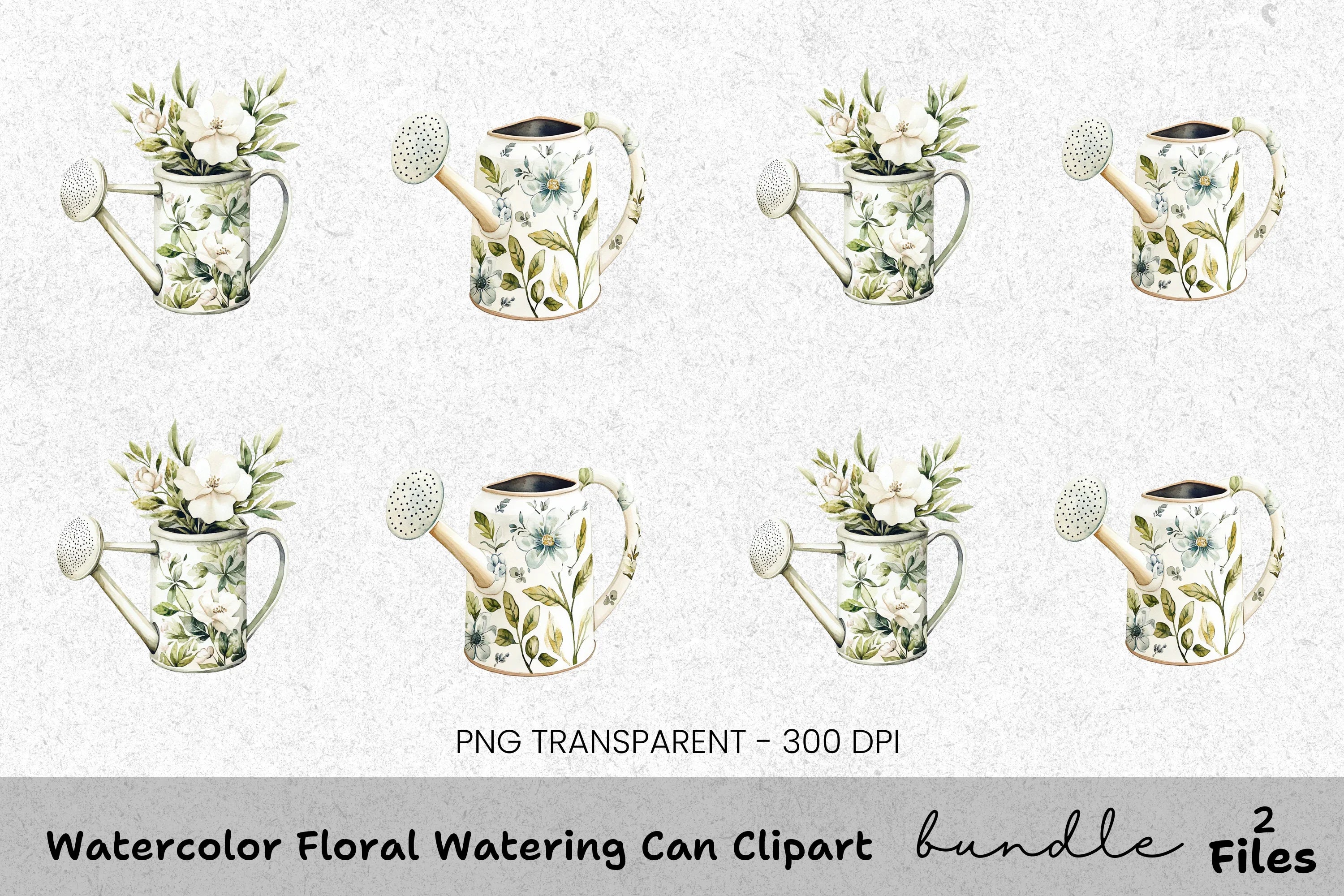 Floral Watering Can Clipart Bundle