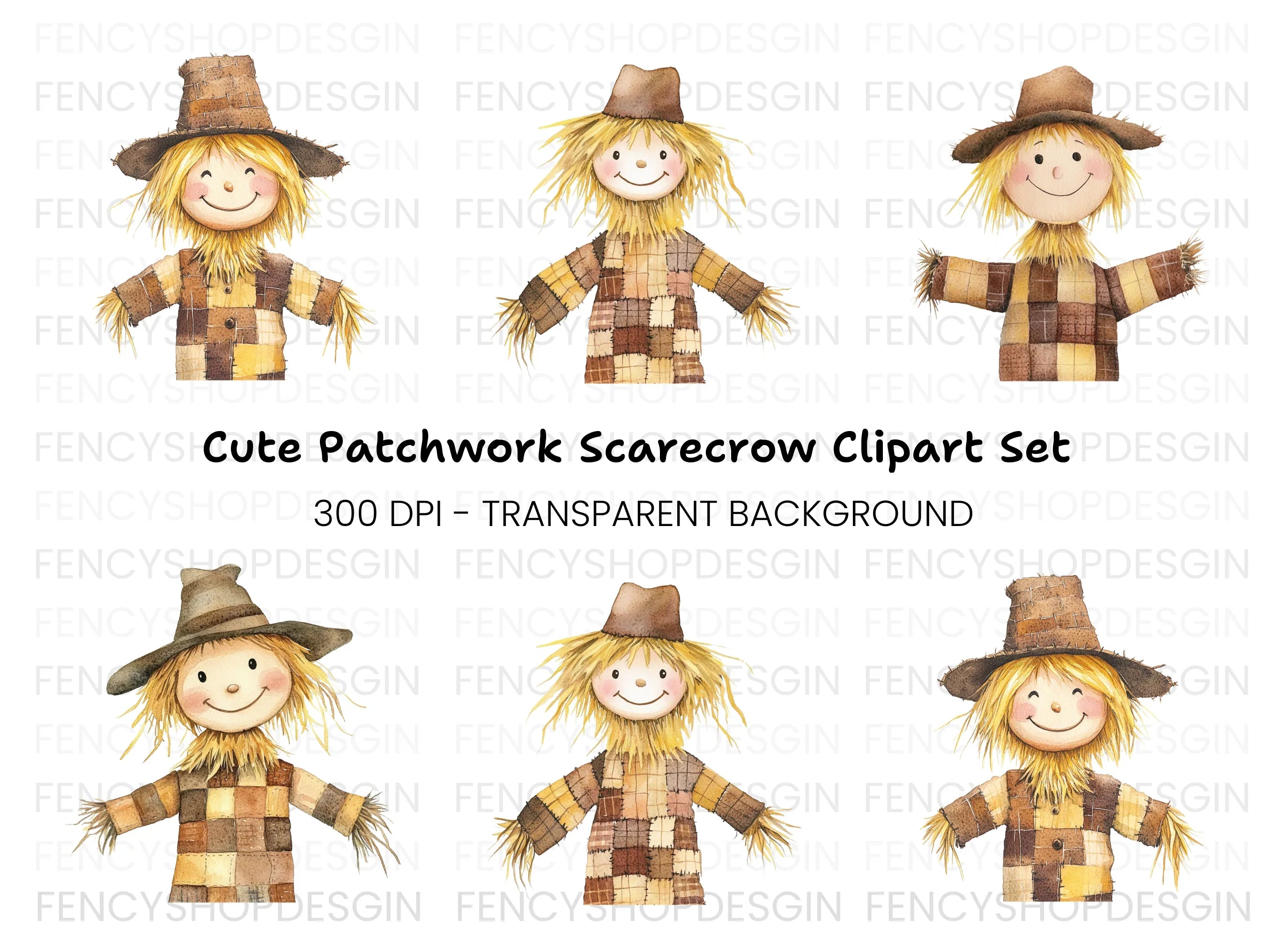 Cute Scarecrow Clipart Bundle