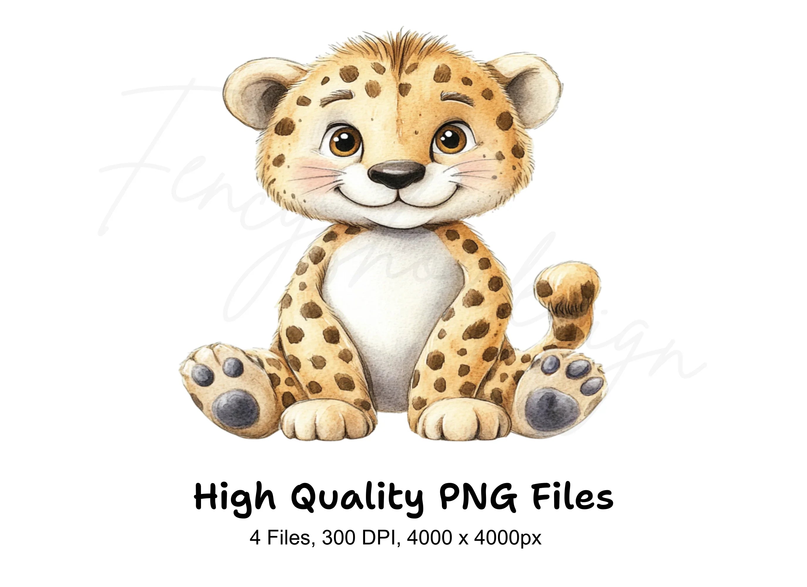 Cute Baby Cheetah Clipart Bundle