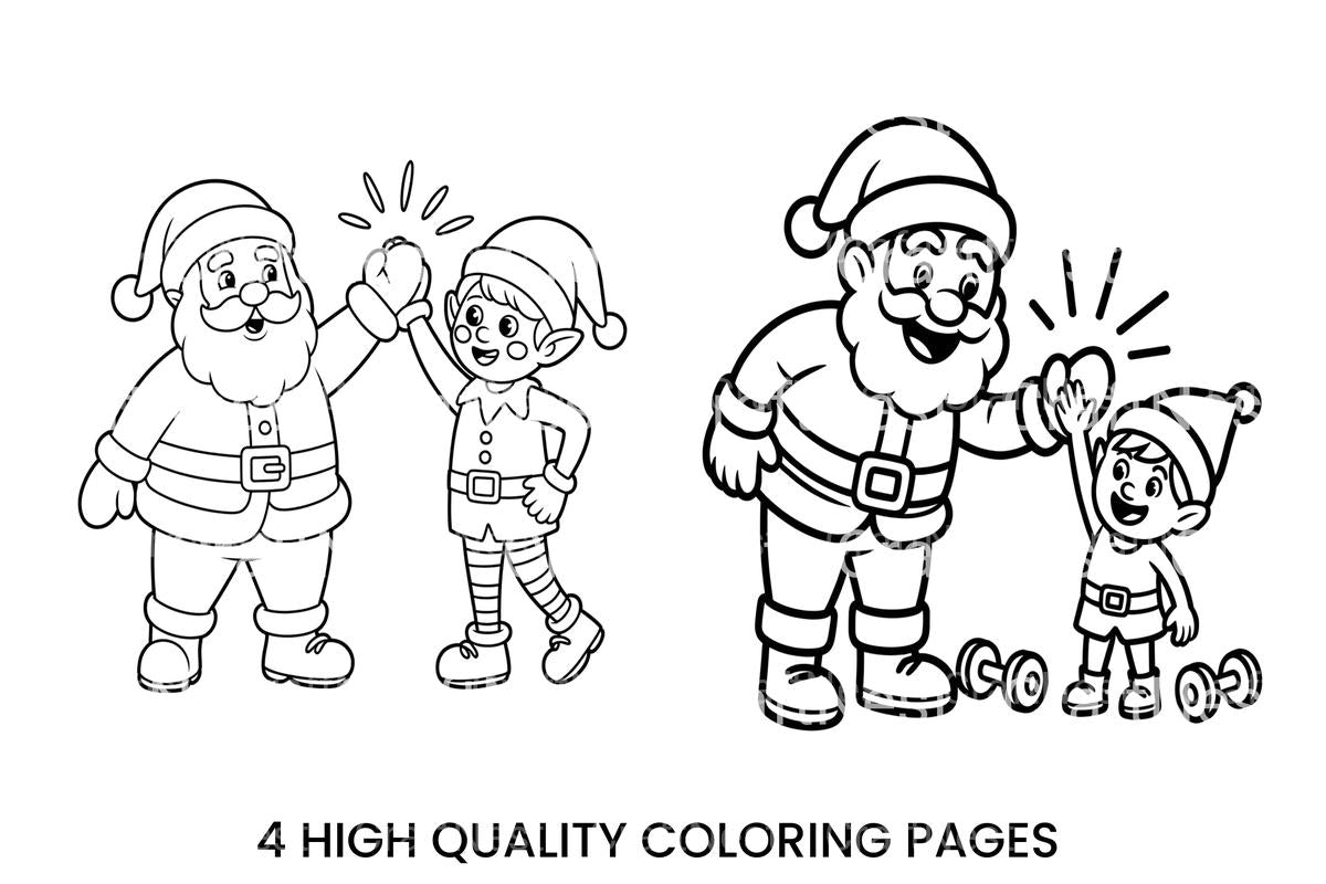 Santa and Elf High Five Coloring Books