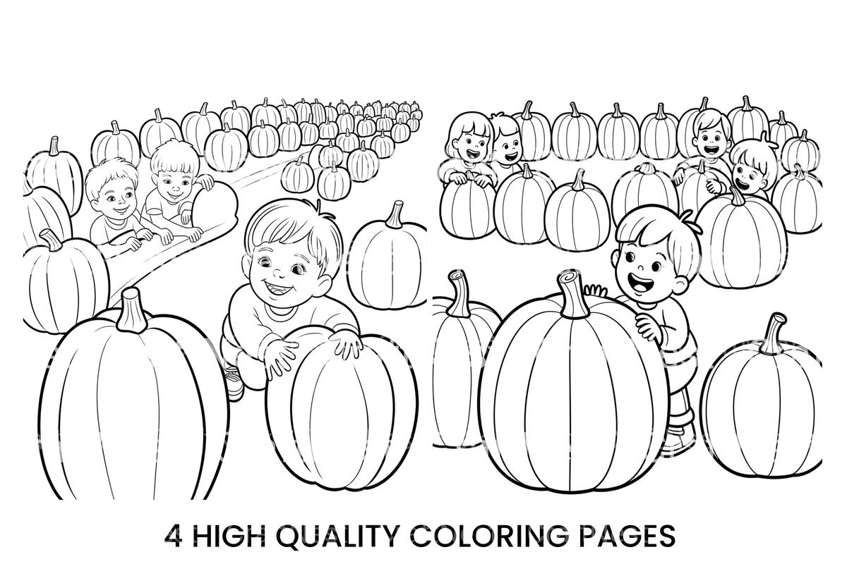 Kids in Pumpkin Patch Coloring Books