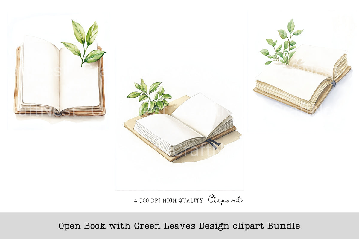 Open With Green Leaves Design Clipart Planner