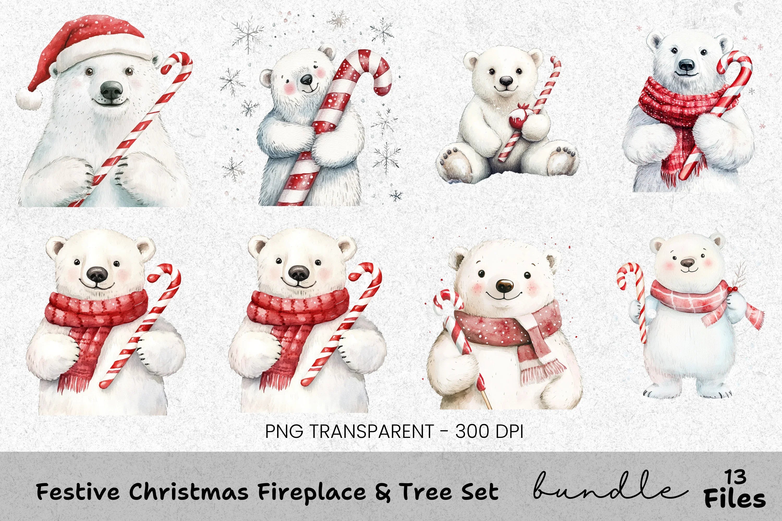 Christmas Polar Bear Clipart Bundle