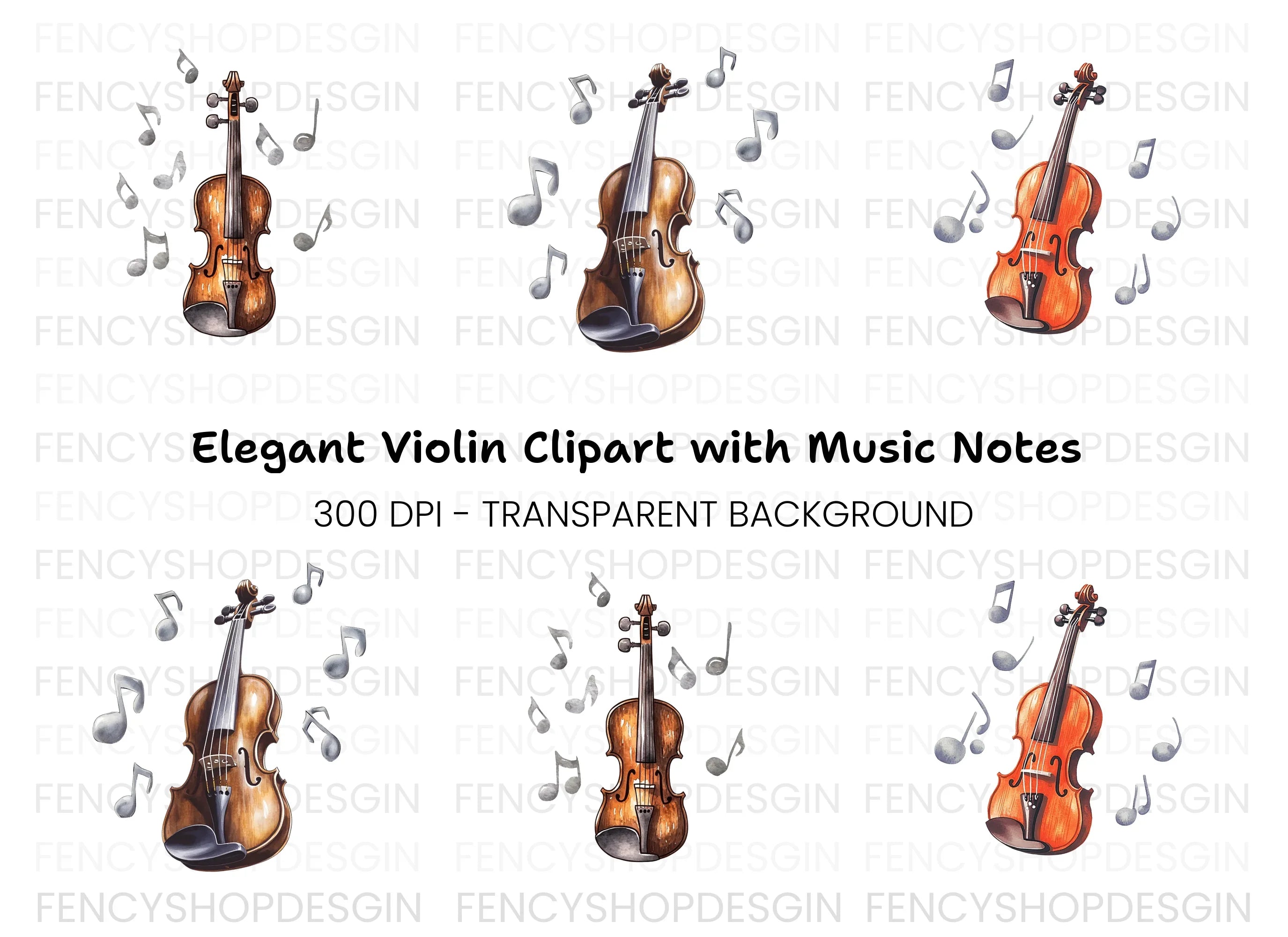 Elegant Violin Clipart Bundle