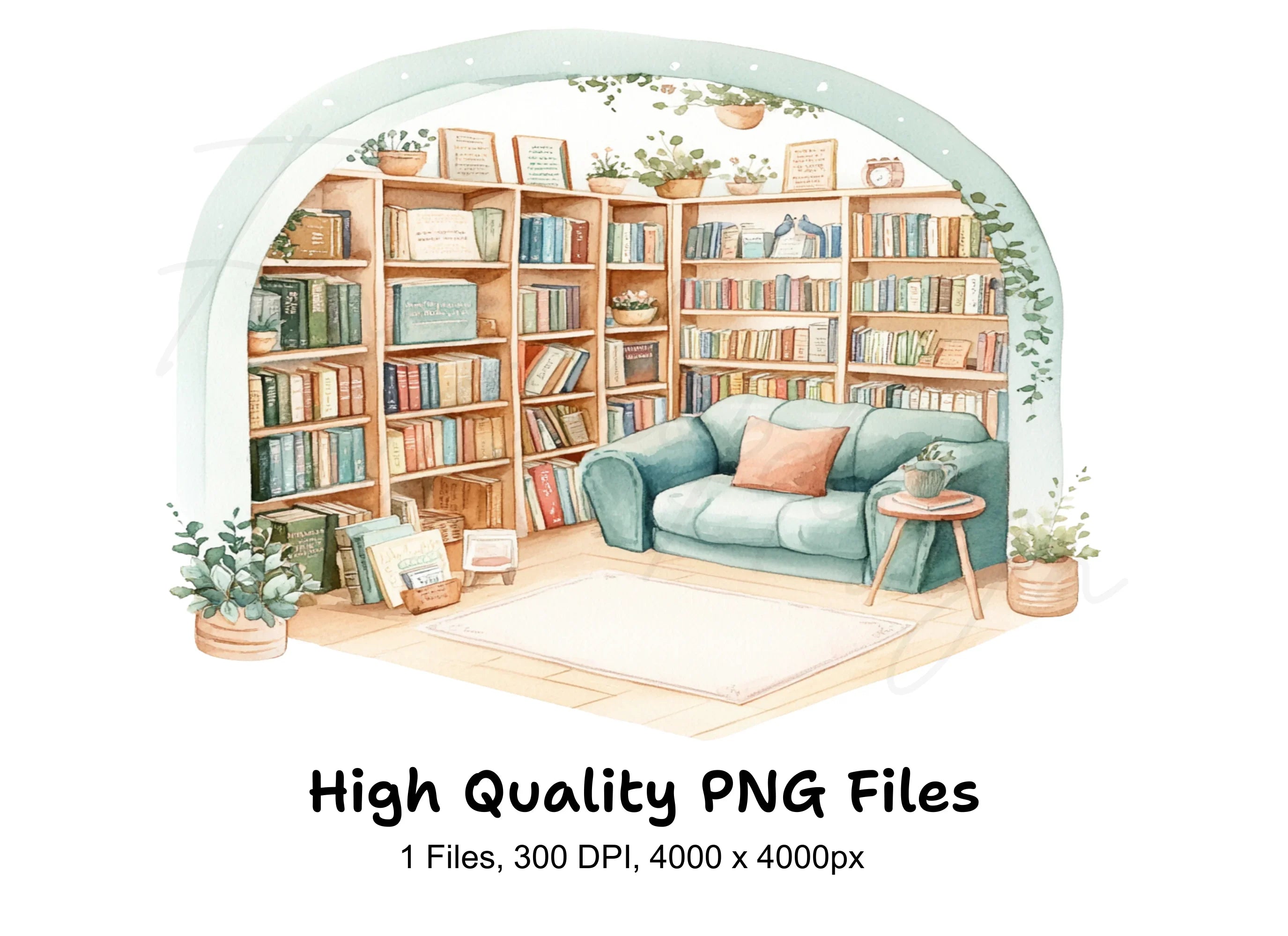 Cozy Library Reading Nook Clipart Bundle