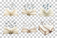 Open Book with Flying Birds Clipart Bundle - CraftNest - Digital Crafting and Art