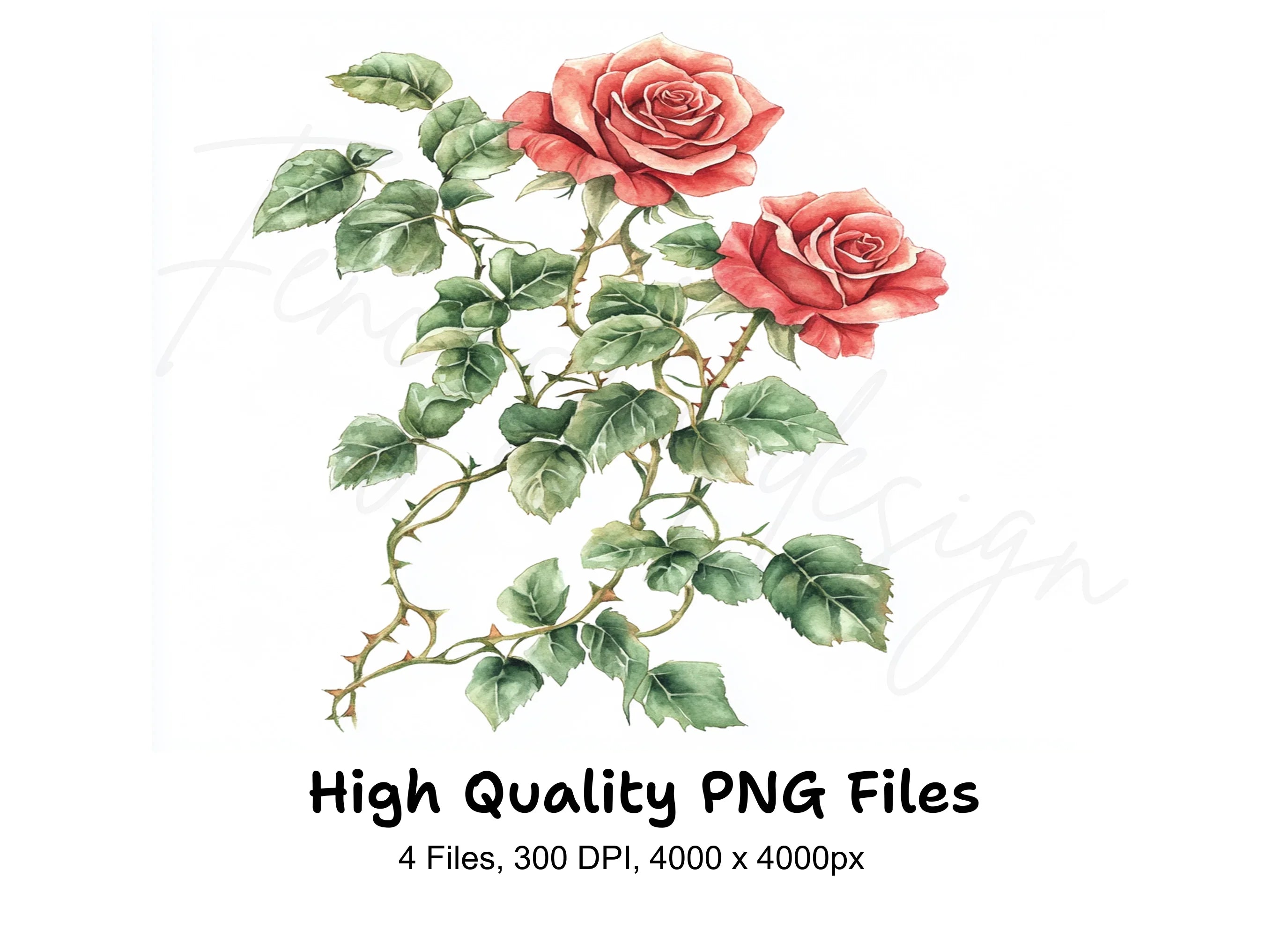 Red Roses Clipart Bundle