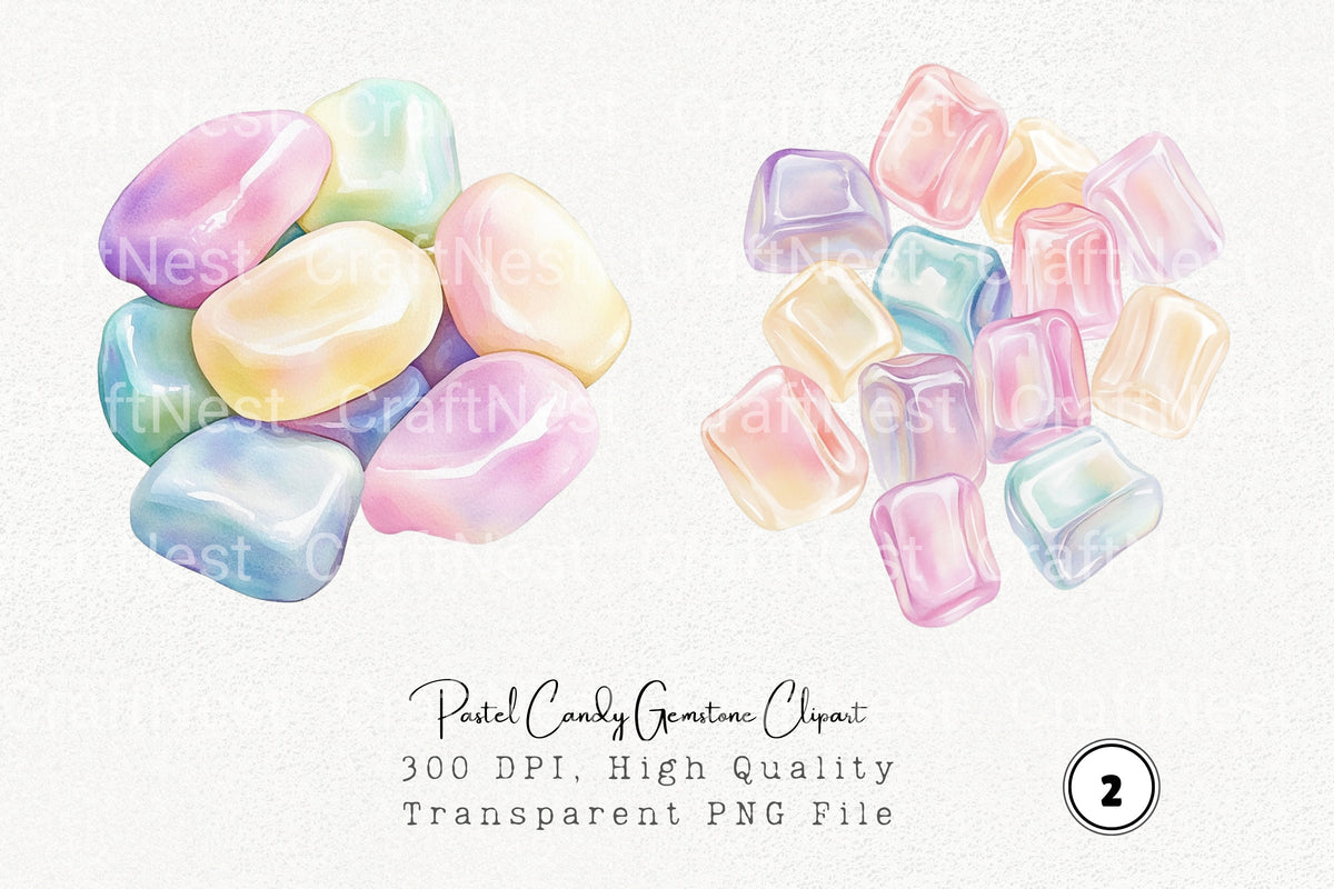Pastel Candy Gemstone Clipart Bundle
