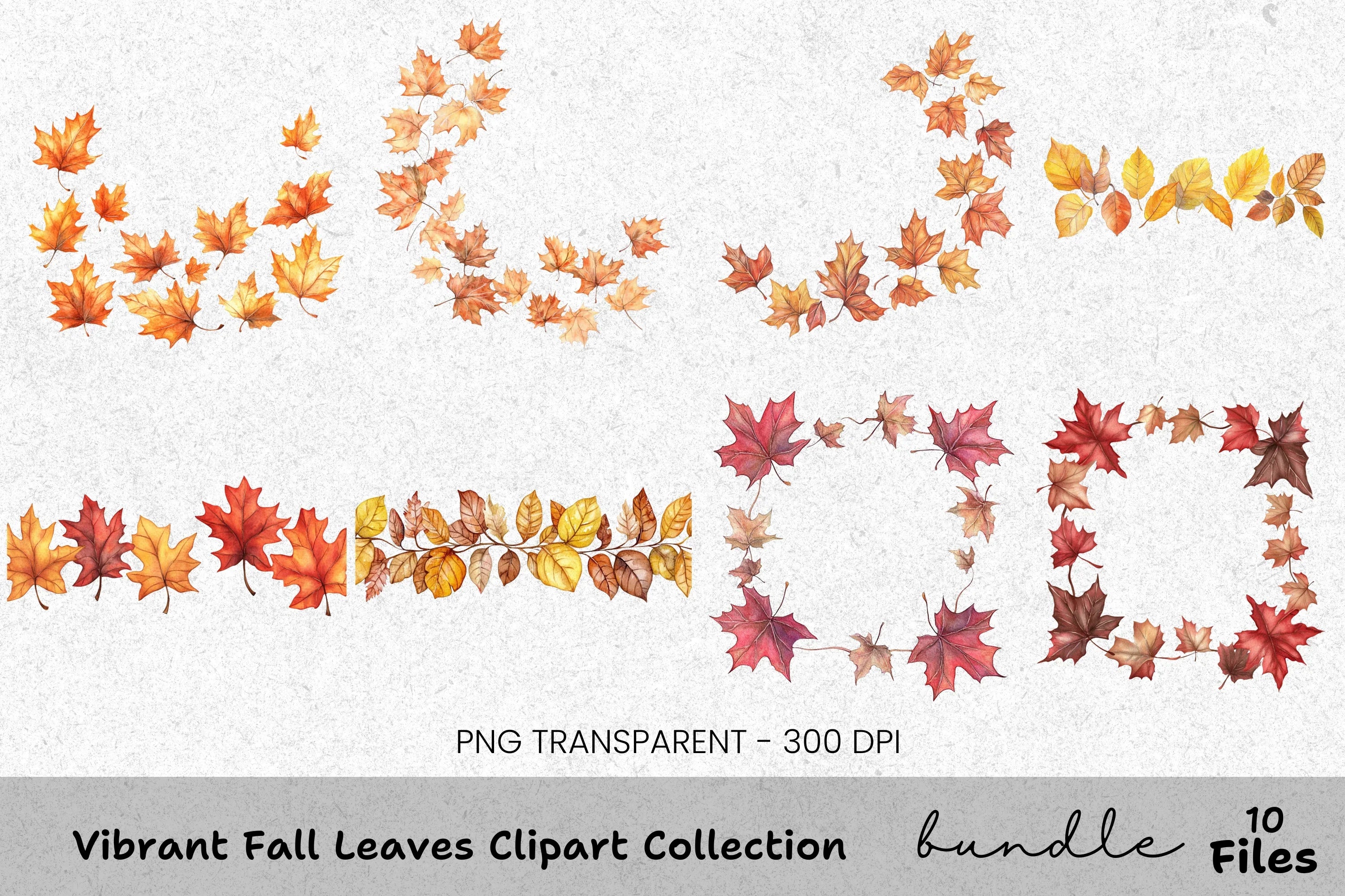 Vibrant Fall Leaves Clipart Bundle