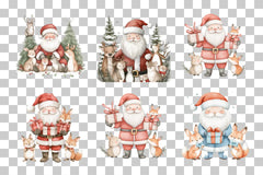Santa Claus Christmas Animals Clipart Bundle - CraftNest - Digital Crafting and Art