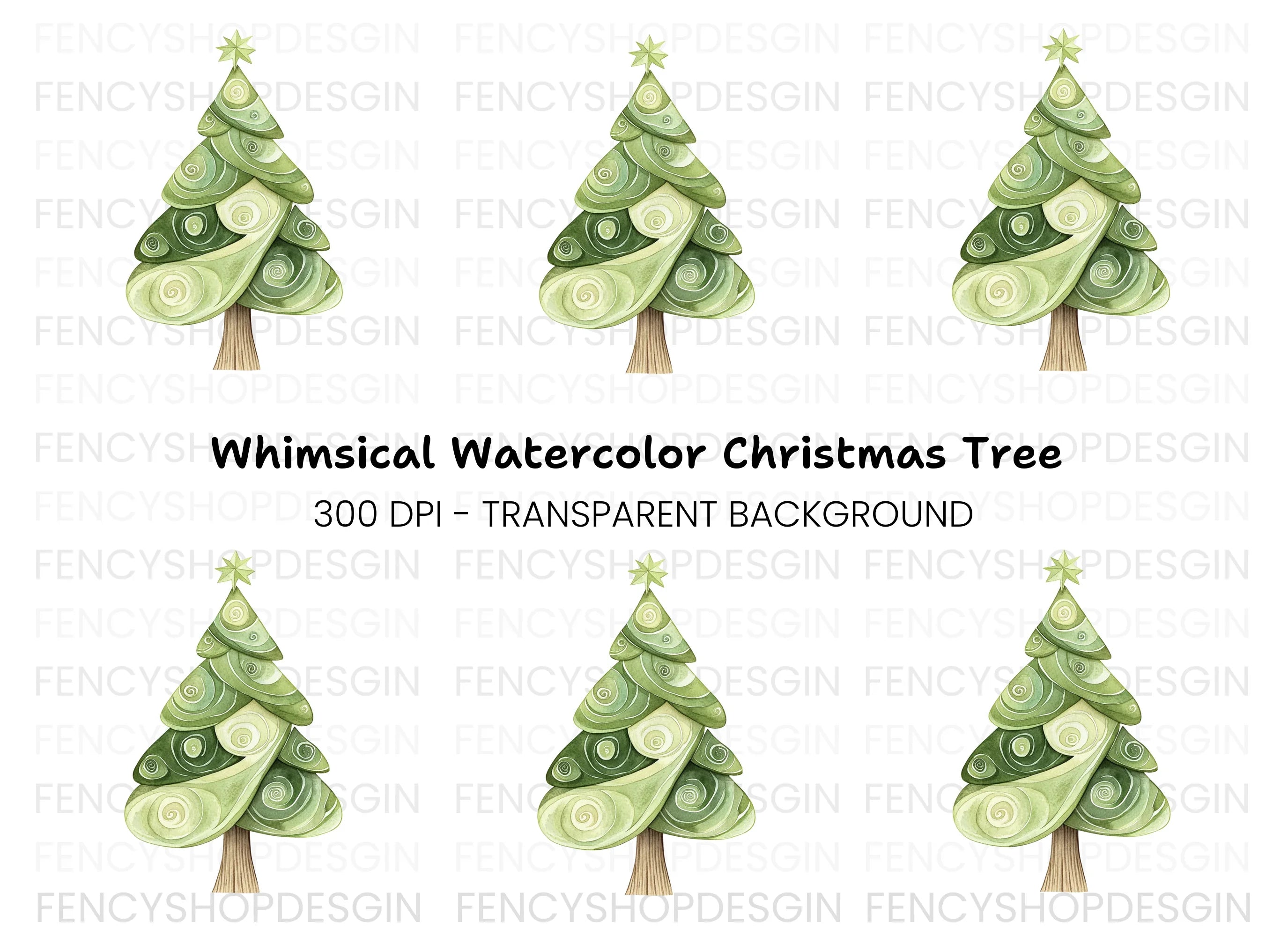 Whimsical Christmas Tree Clipart Bundle