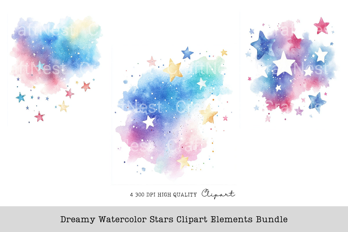 Dreamy Stars Elements Clipart Bundle