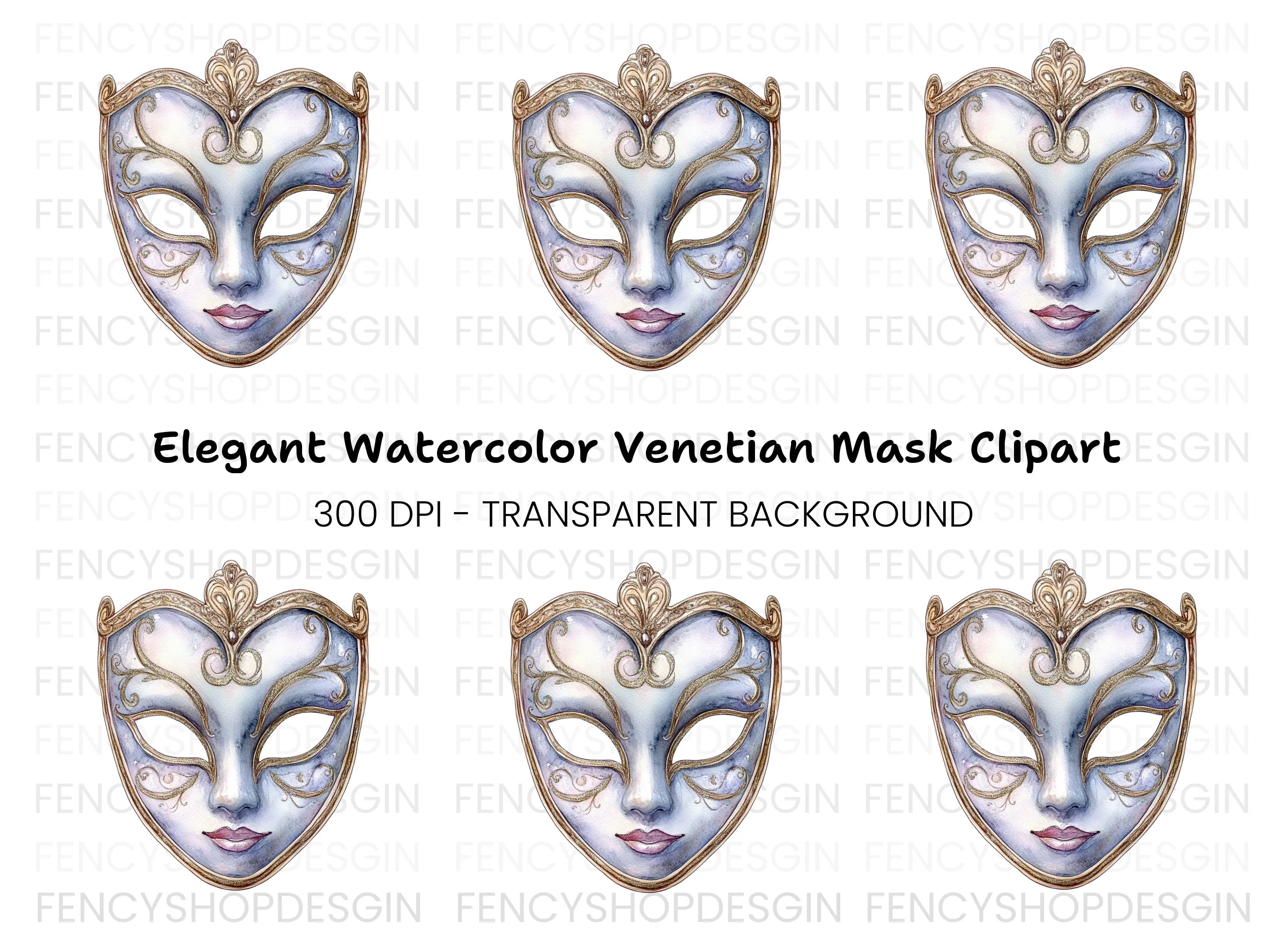 Elegant Venetian Mask Clipart Bundle