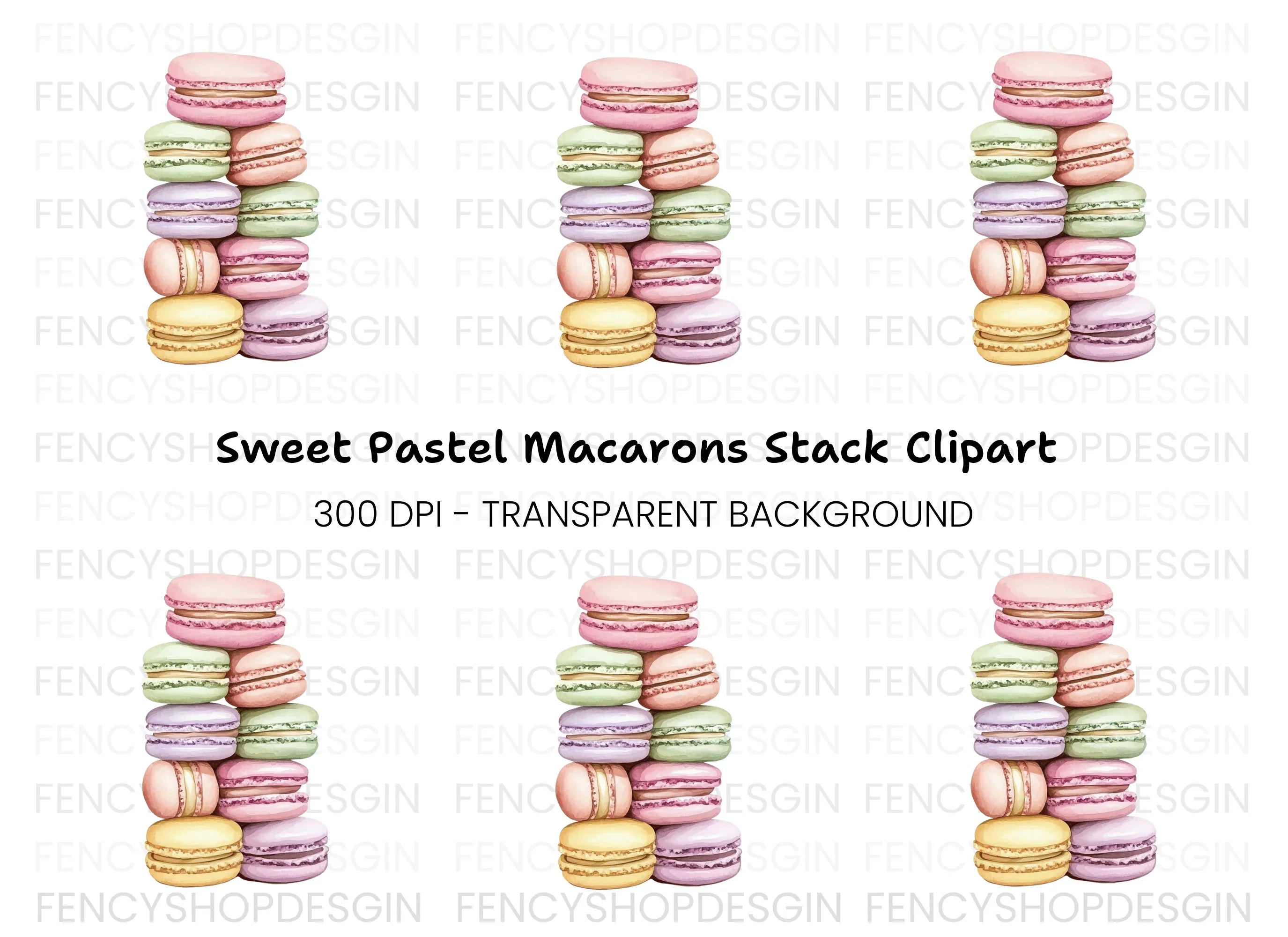 Colorful Macaron Tower Clipart Bundle