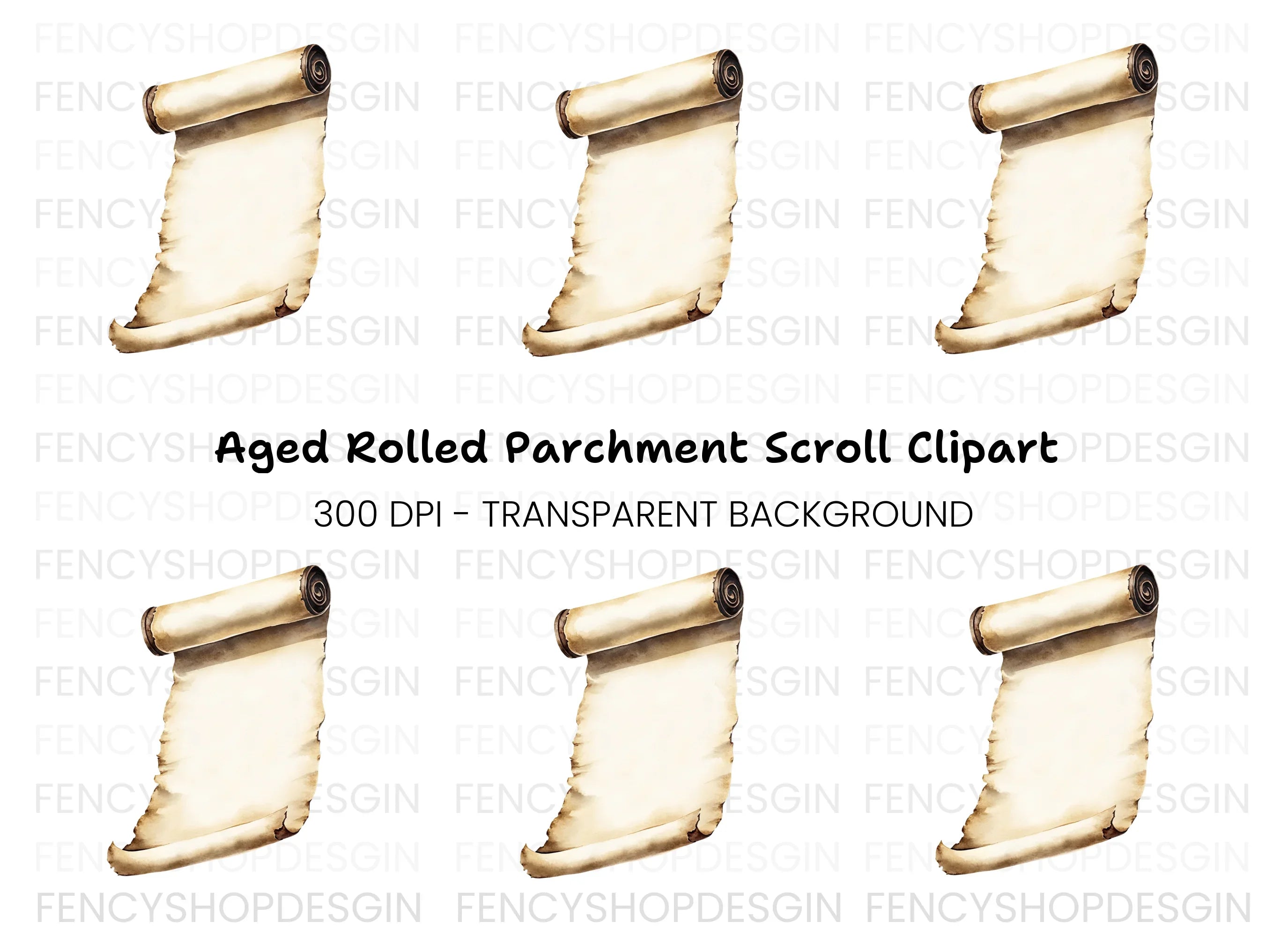 Vintage Scroll Blank Parchment Clipart Bundle