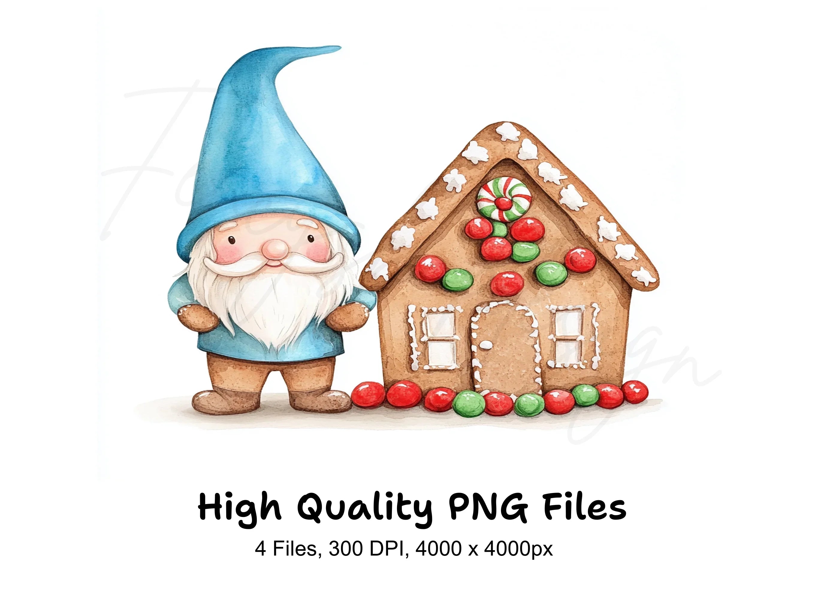 Christmas Gnomes Gingerbread Houses Clipart Bundle