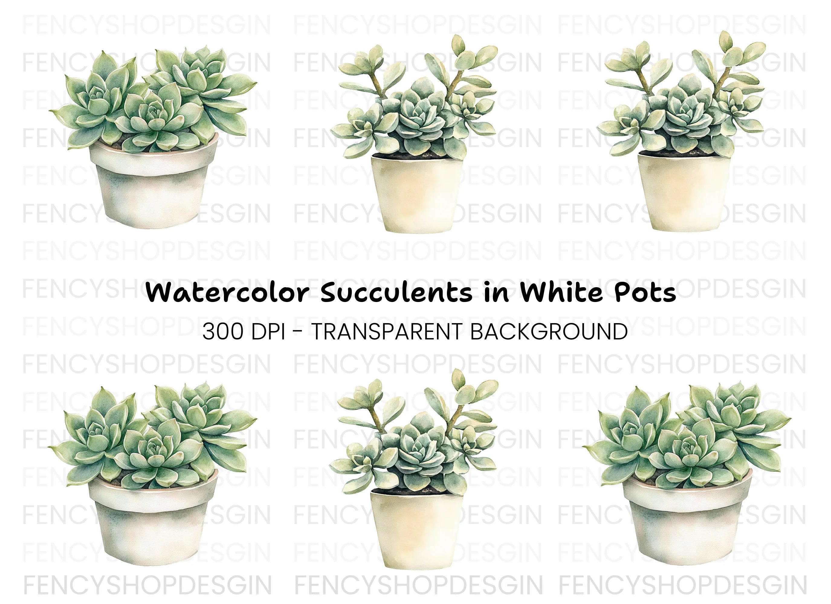 Potted Succulent Clipart Bundle