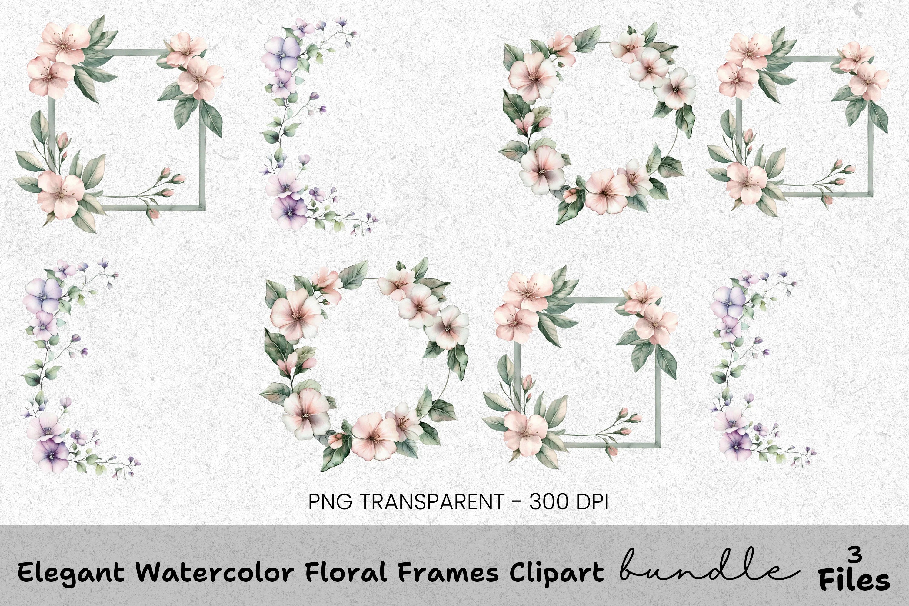 Elegant Floral Frames Clipart Bundle