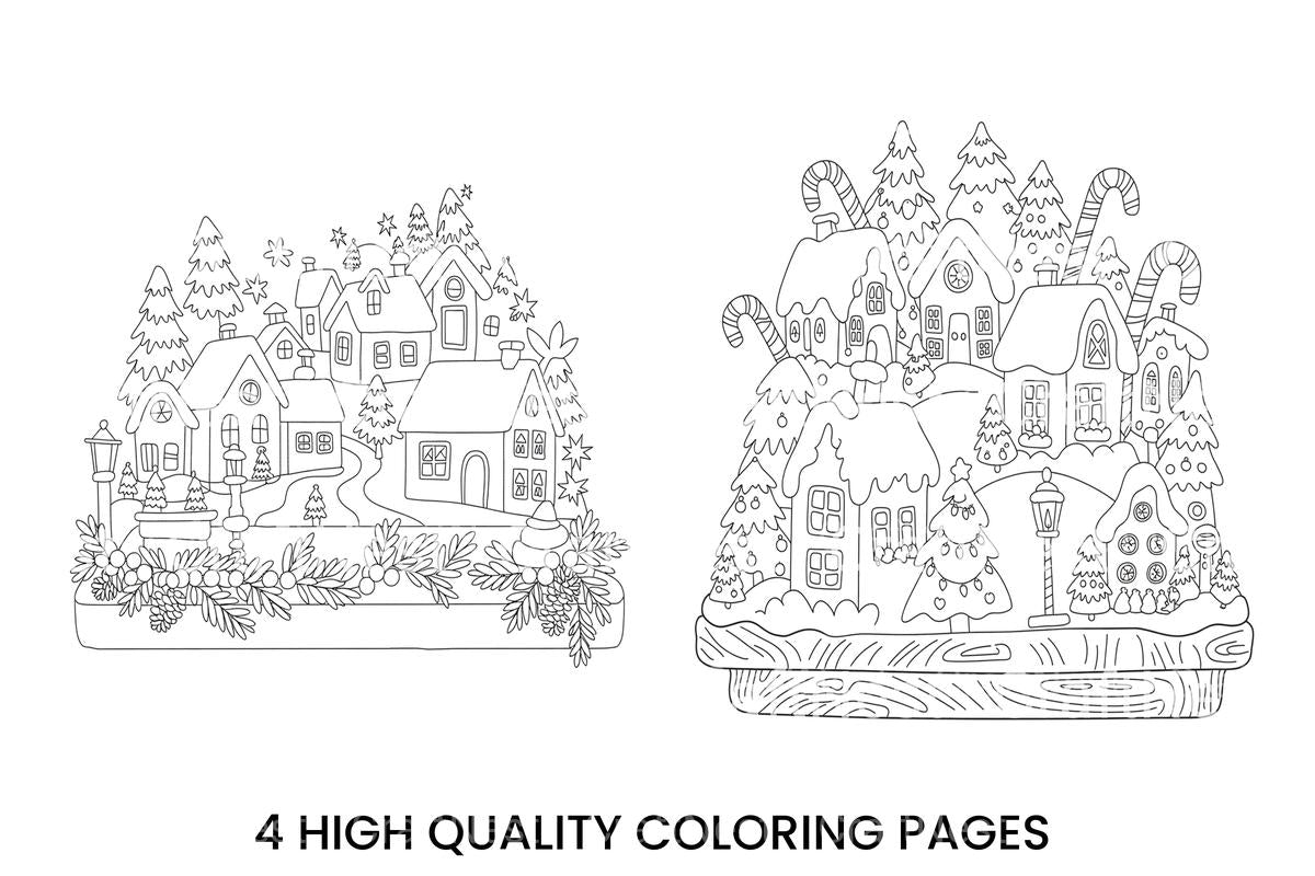 Winter Village Houses Coloring Books