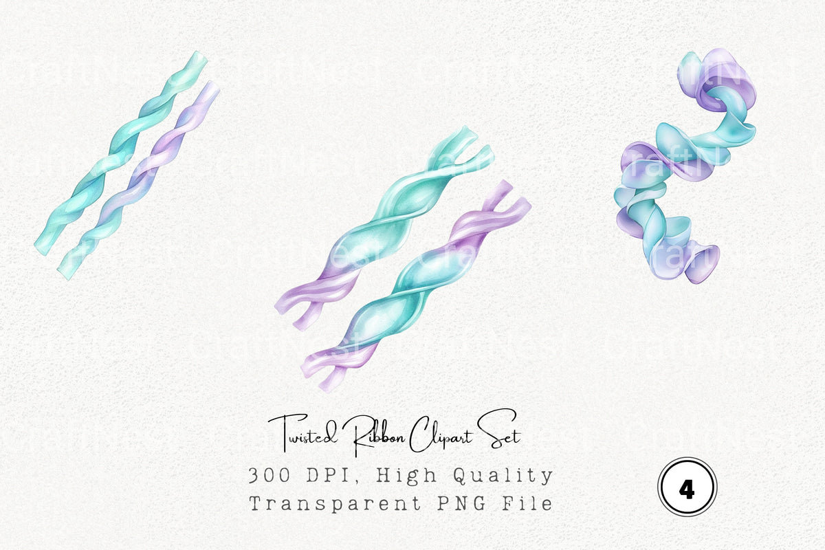 Twisted Ribbon Clipart Bundle