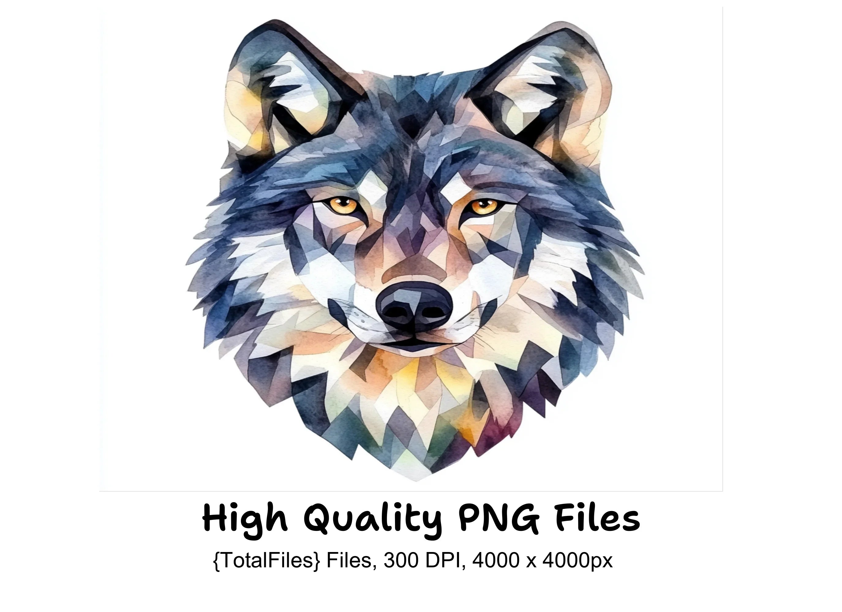 Geometric Wolf Head Clipart Bundle
