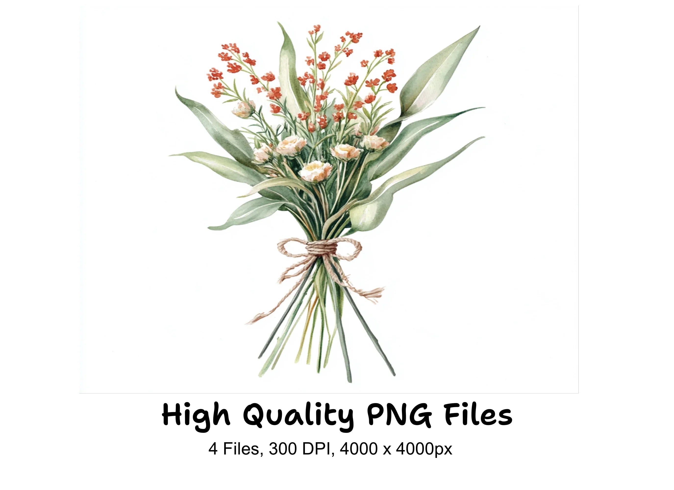 Rustic Floral Bouquet Clipart Bundle