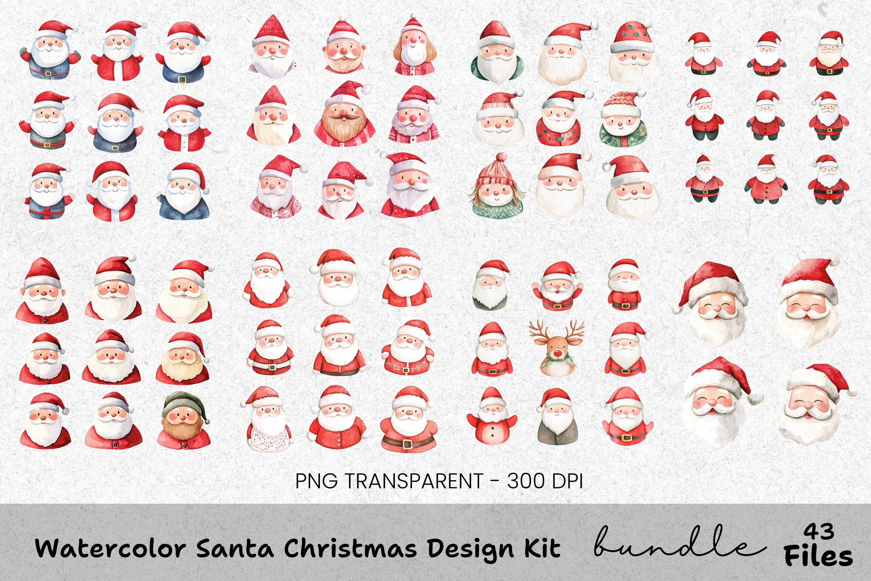 Santa Claus Faces Clipart Bundle