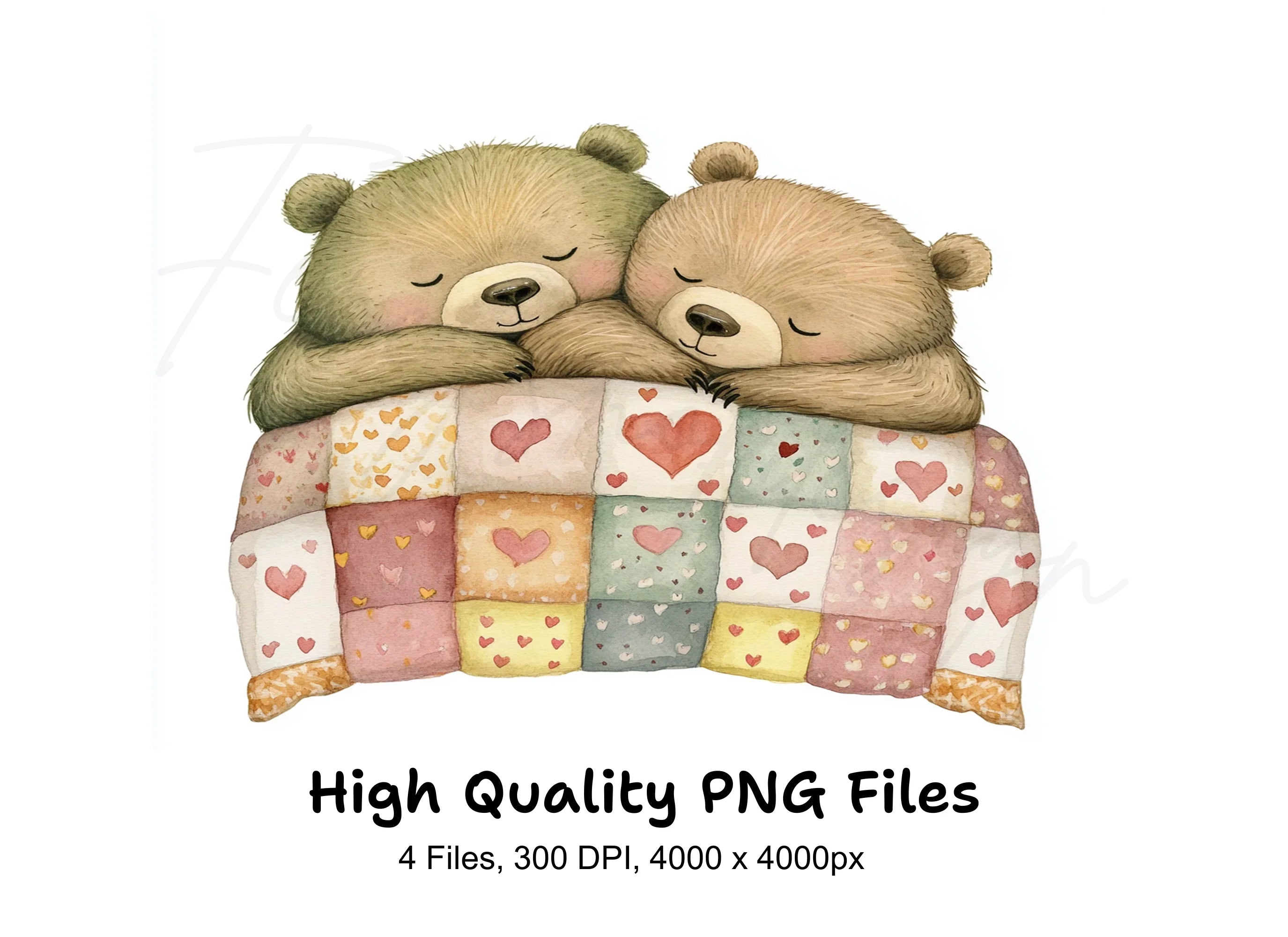 Cute Sleeping Bear Couple Clipart Bundle