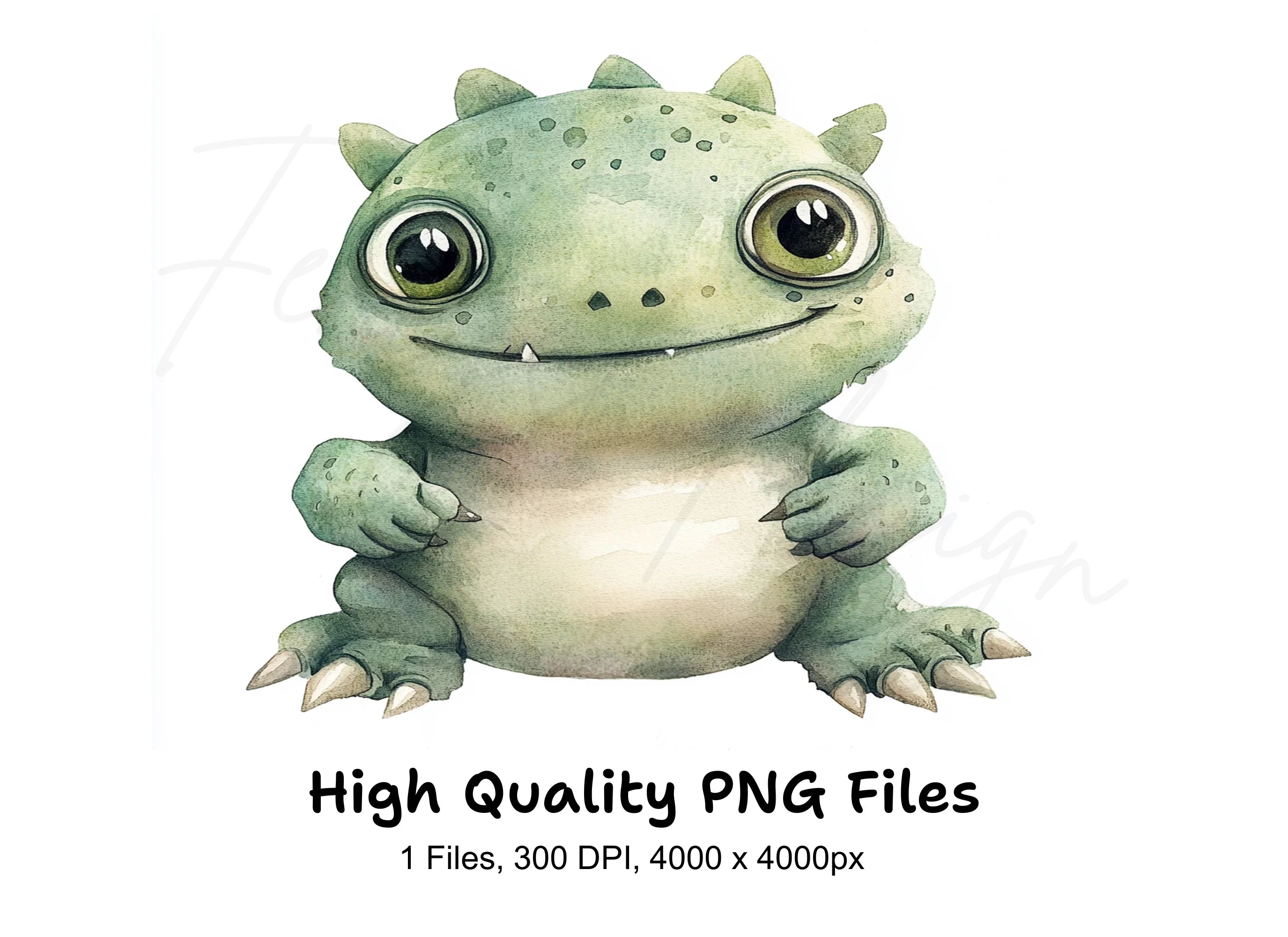 Cute Green Baby Dragon Clipart Bundle
