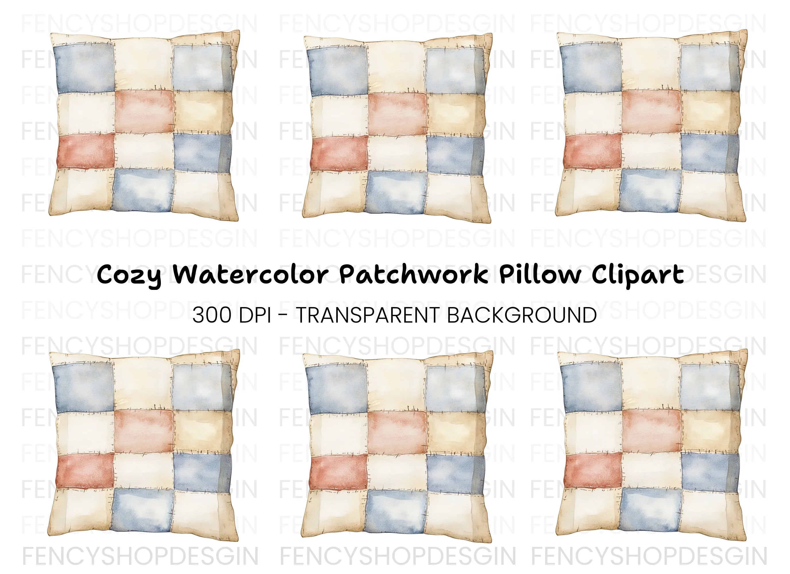 Patchwork Pillow Clipart Bundle