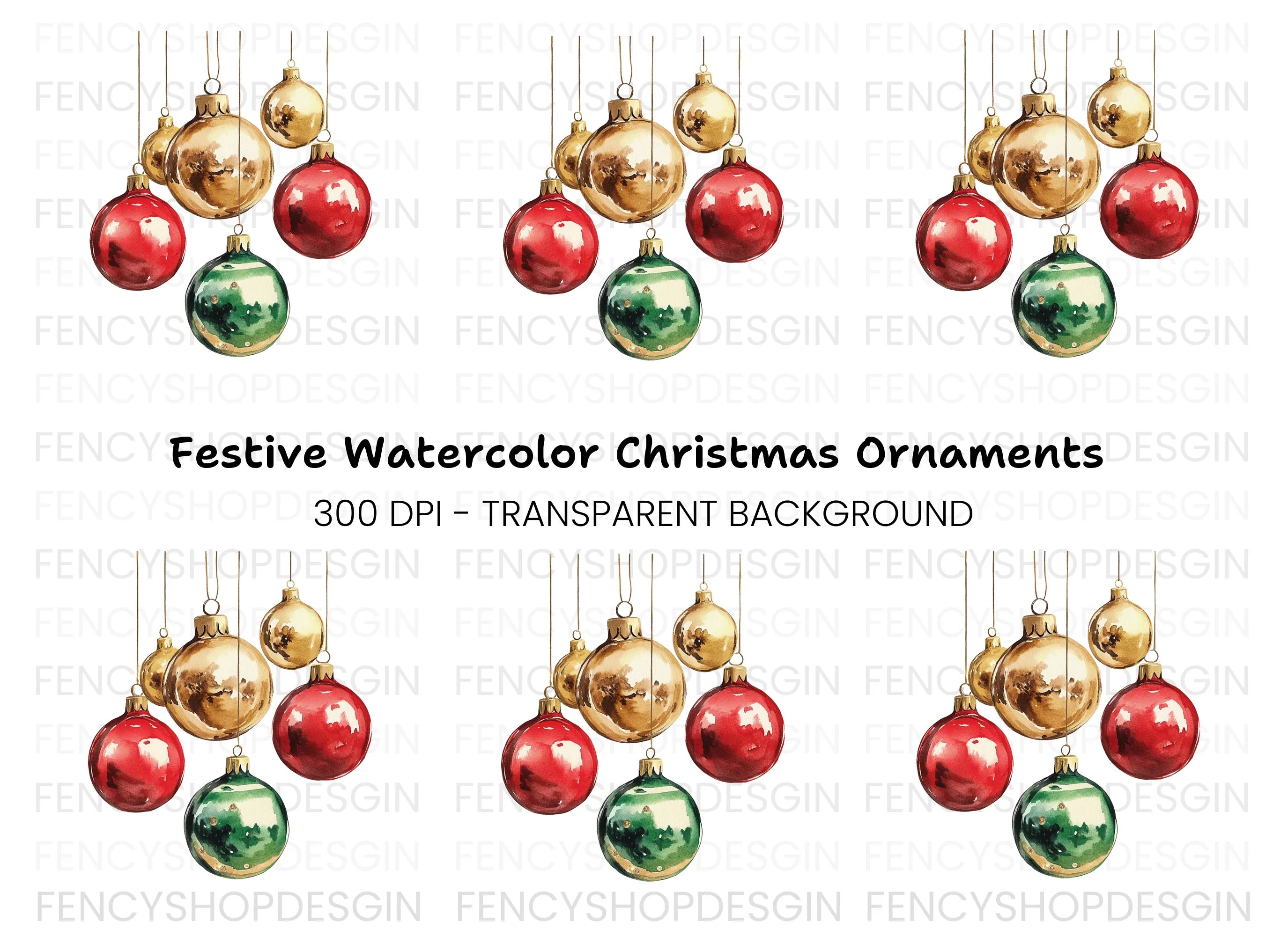 Vibrant Christmas Baubles Clipart Bundle