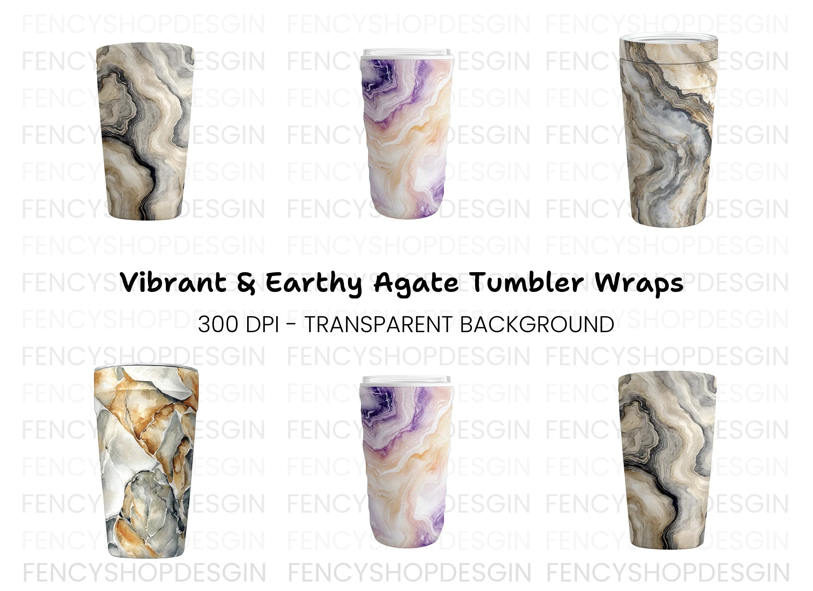 Marble Tumbler Clipart Bundle