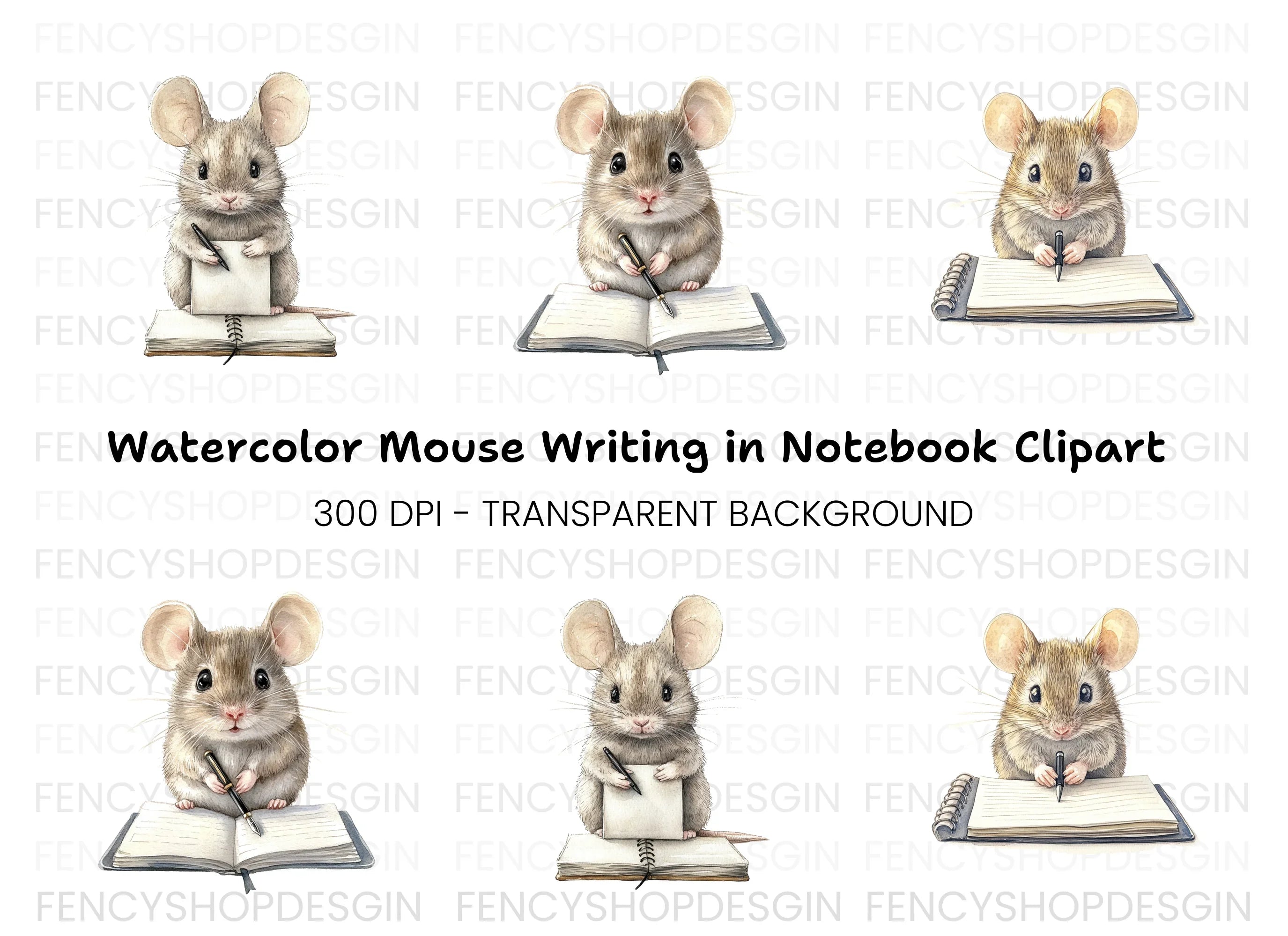 Cute Mice Writing Clipart Bundle