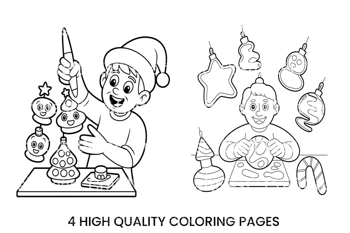 Kids Making Christmas Ornaments Coloring Books