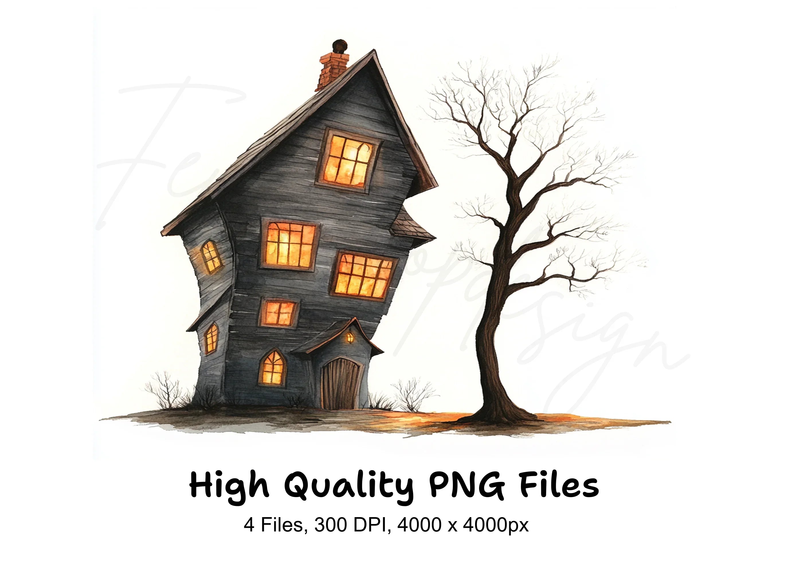 Spooky Haunted House Clipart Bundle