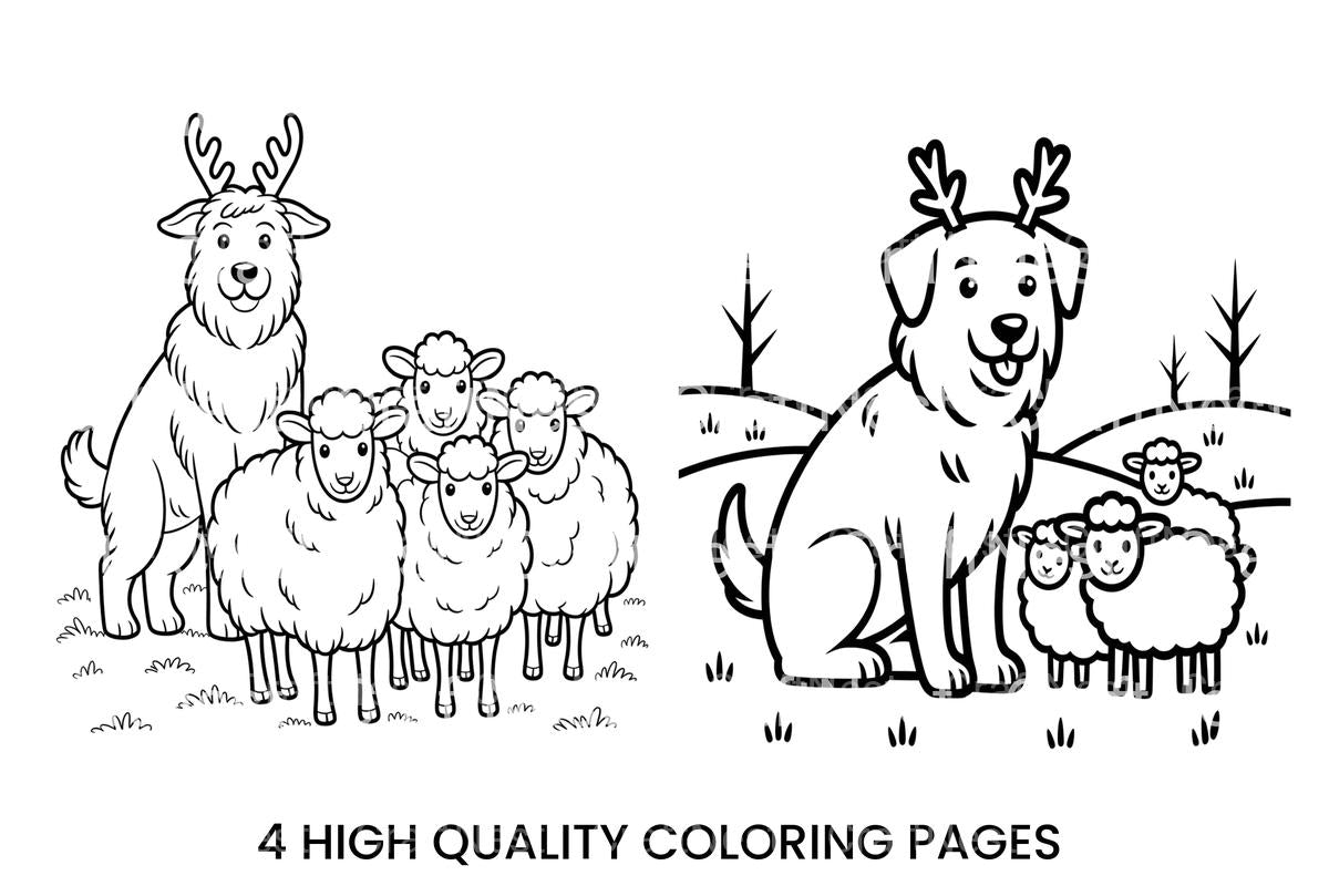 Farm Animals With Antlers Coloring Books