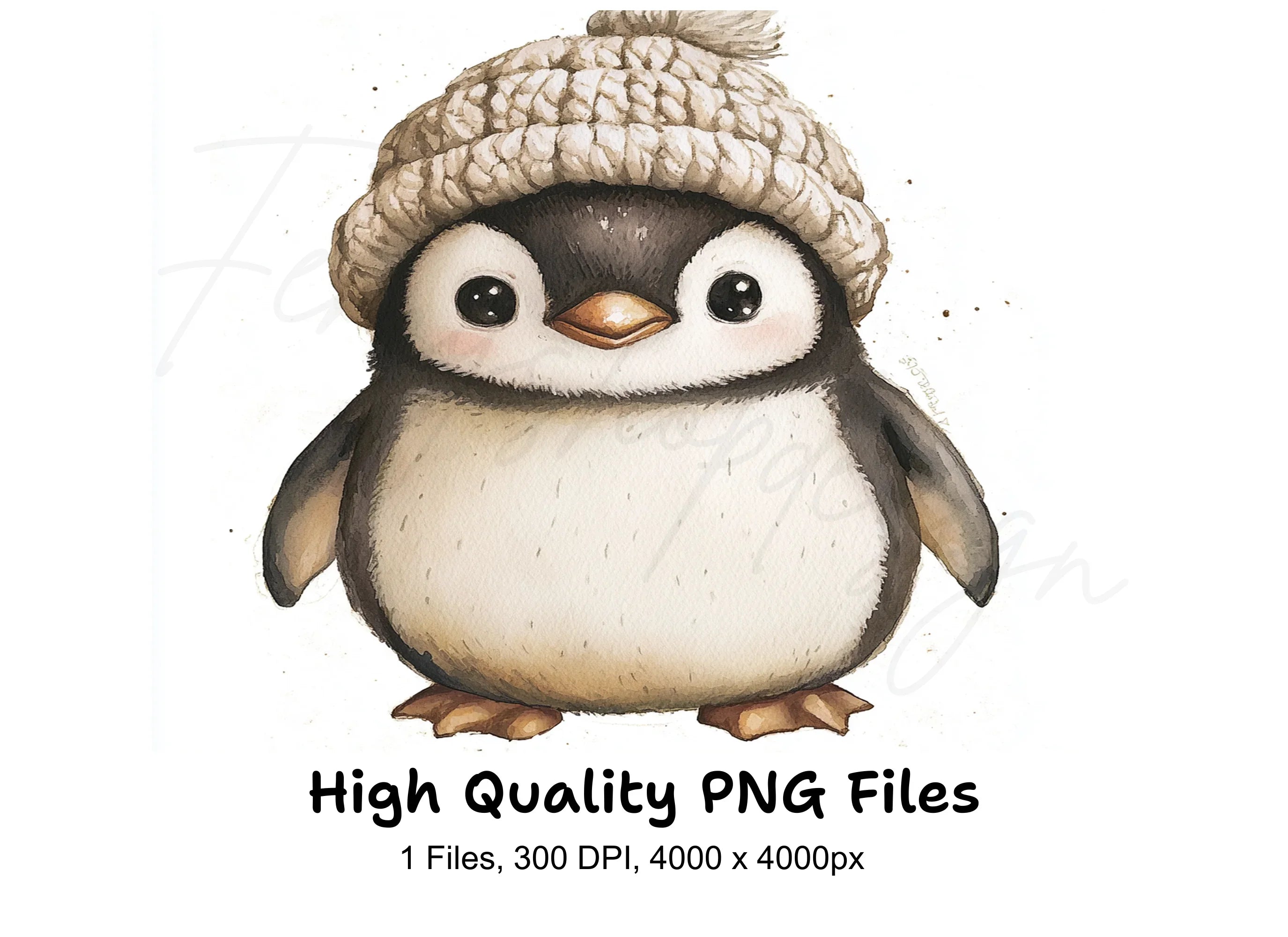 Charming Penguin with Knitted Hat Clipart Bundle