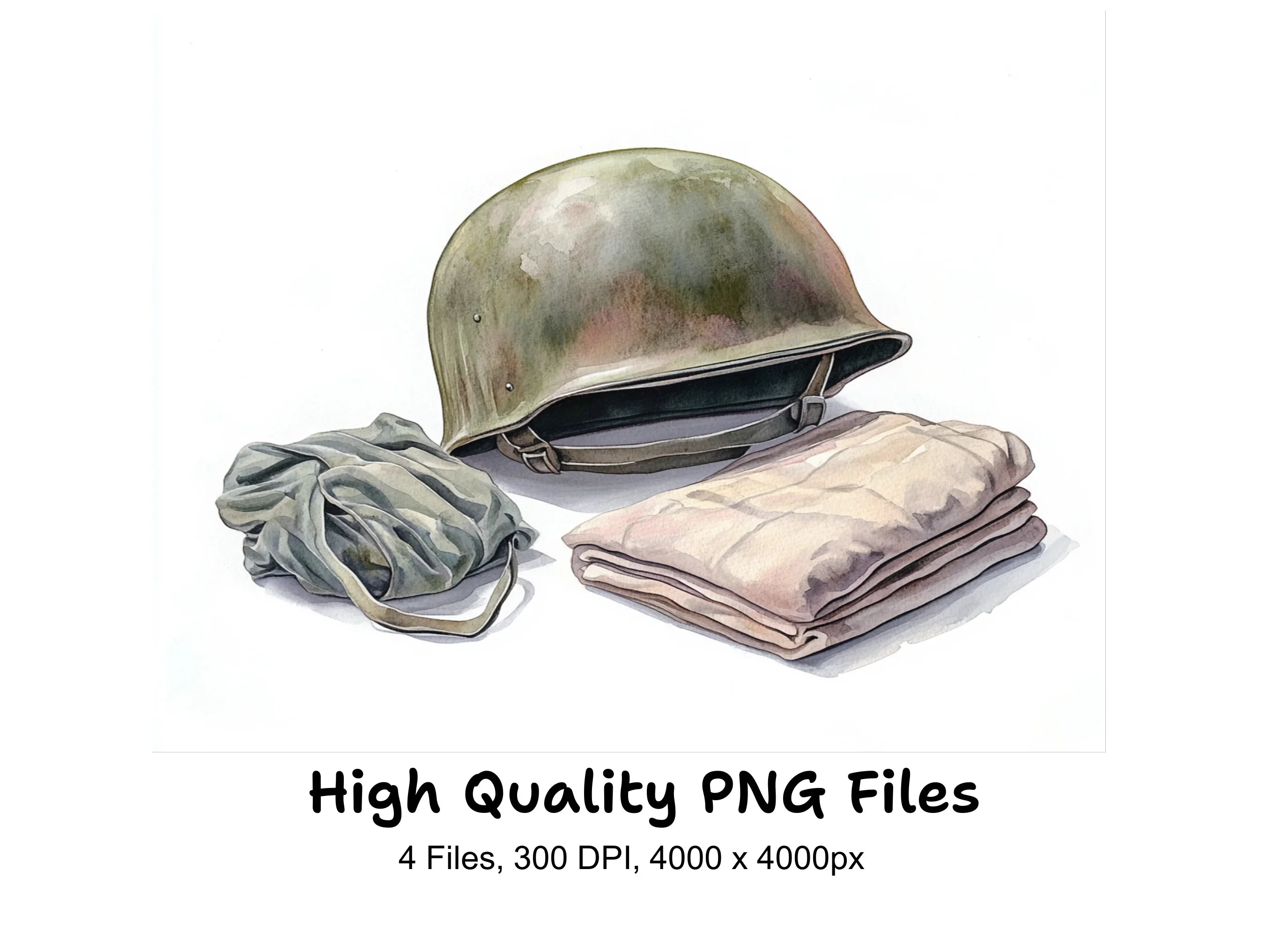 Military Helmet and Blanket Clipart Bundle