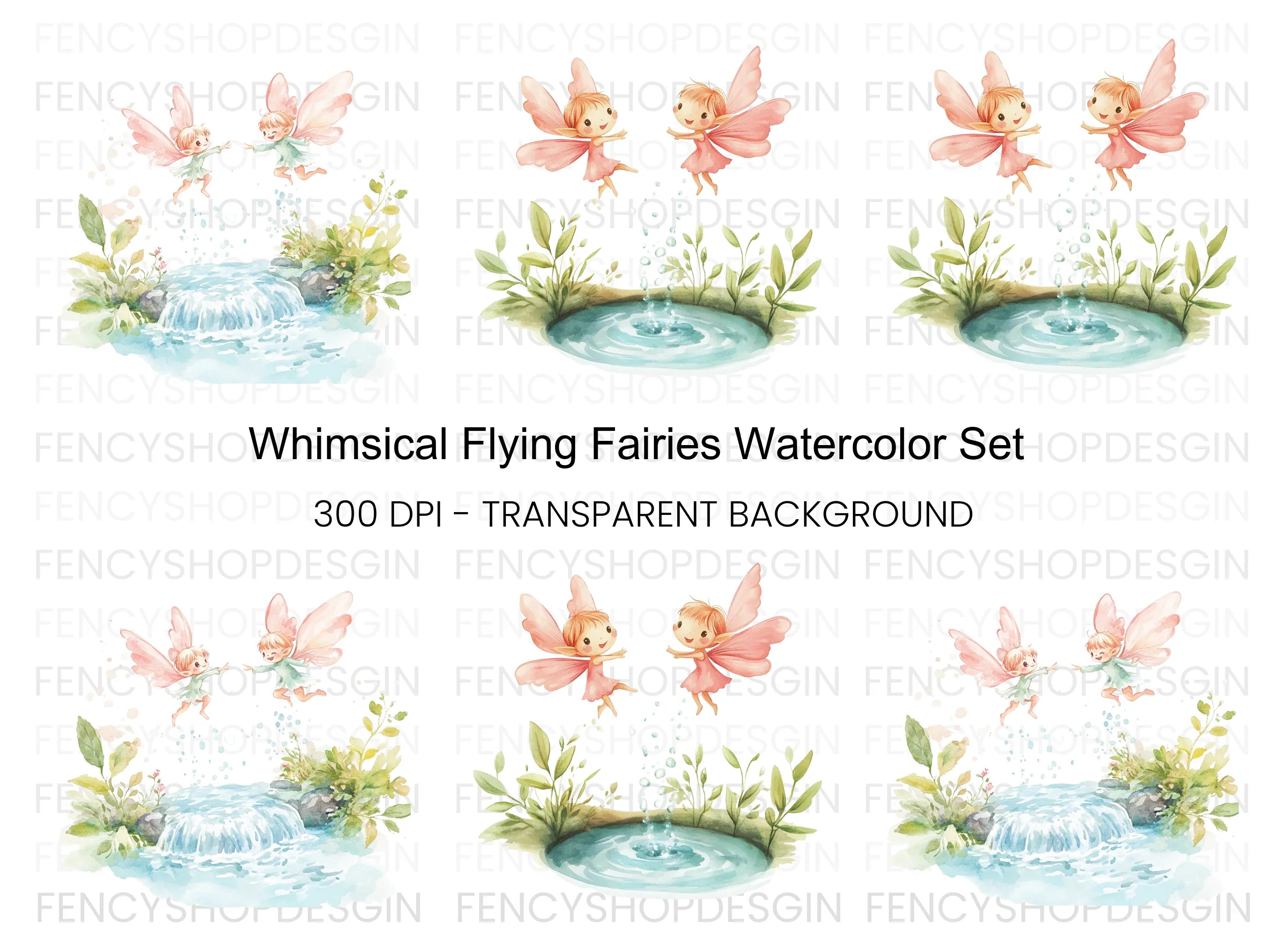 Flying Fairies and Nature Clipart Bundle