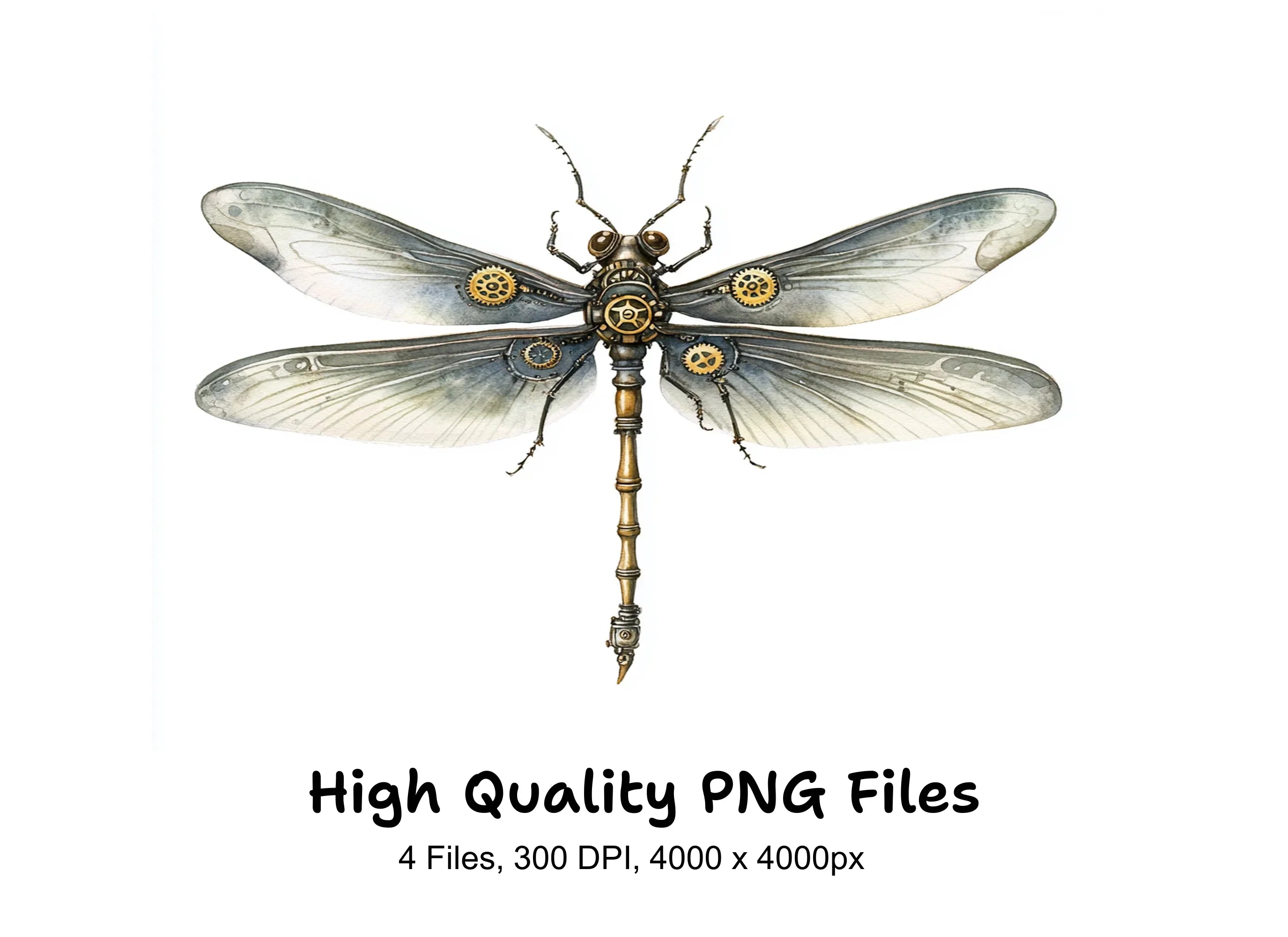 Steampunk Dragonfly Clipart Bundle