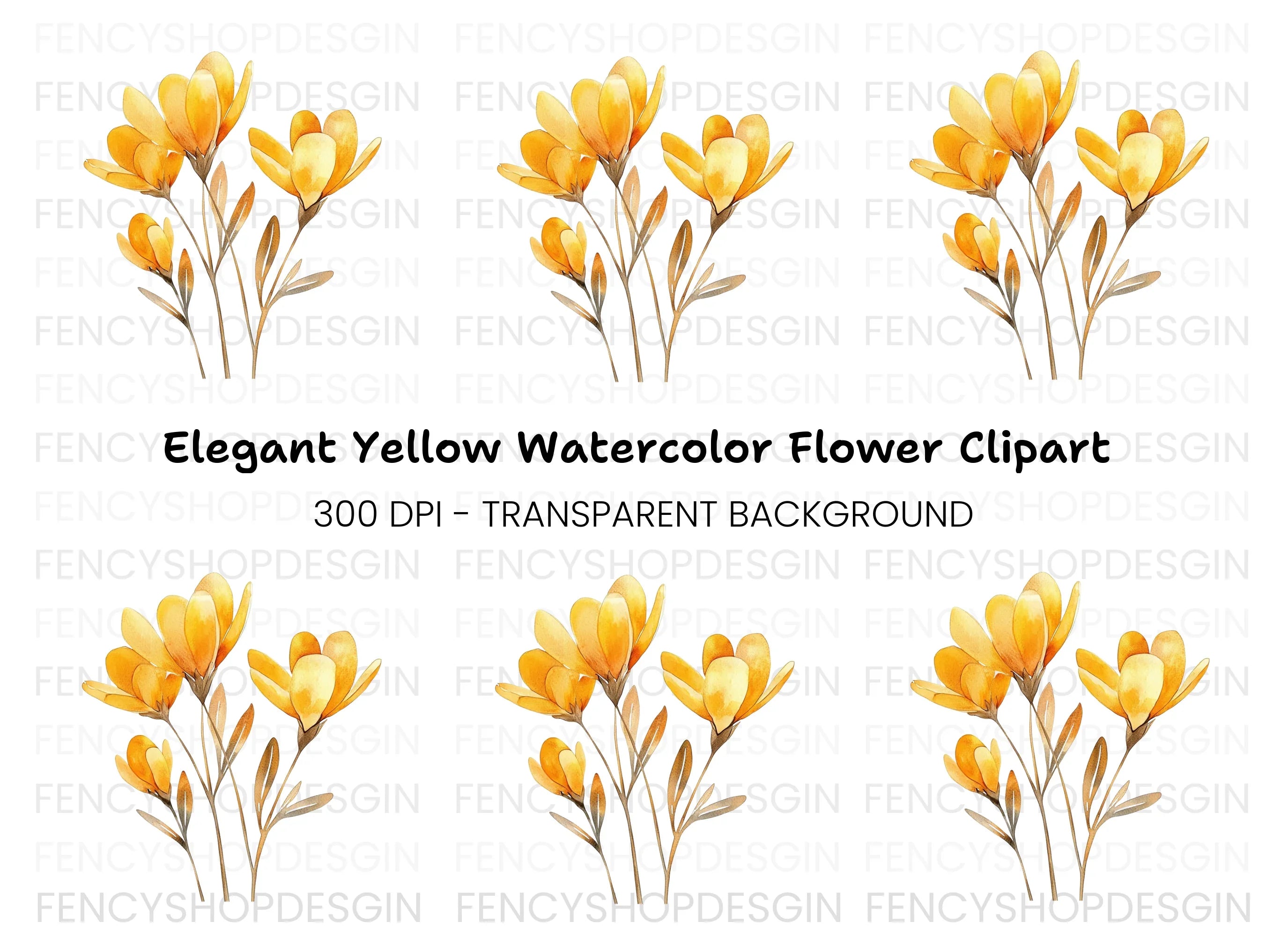 Yellow Flower Clipart Bundle
