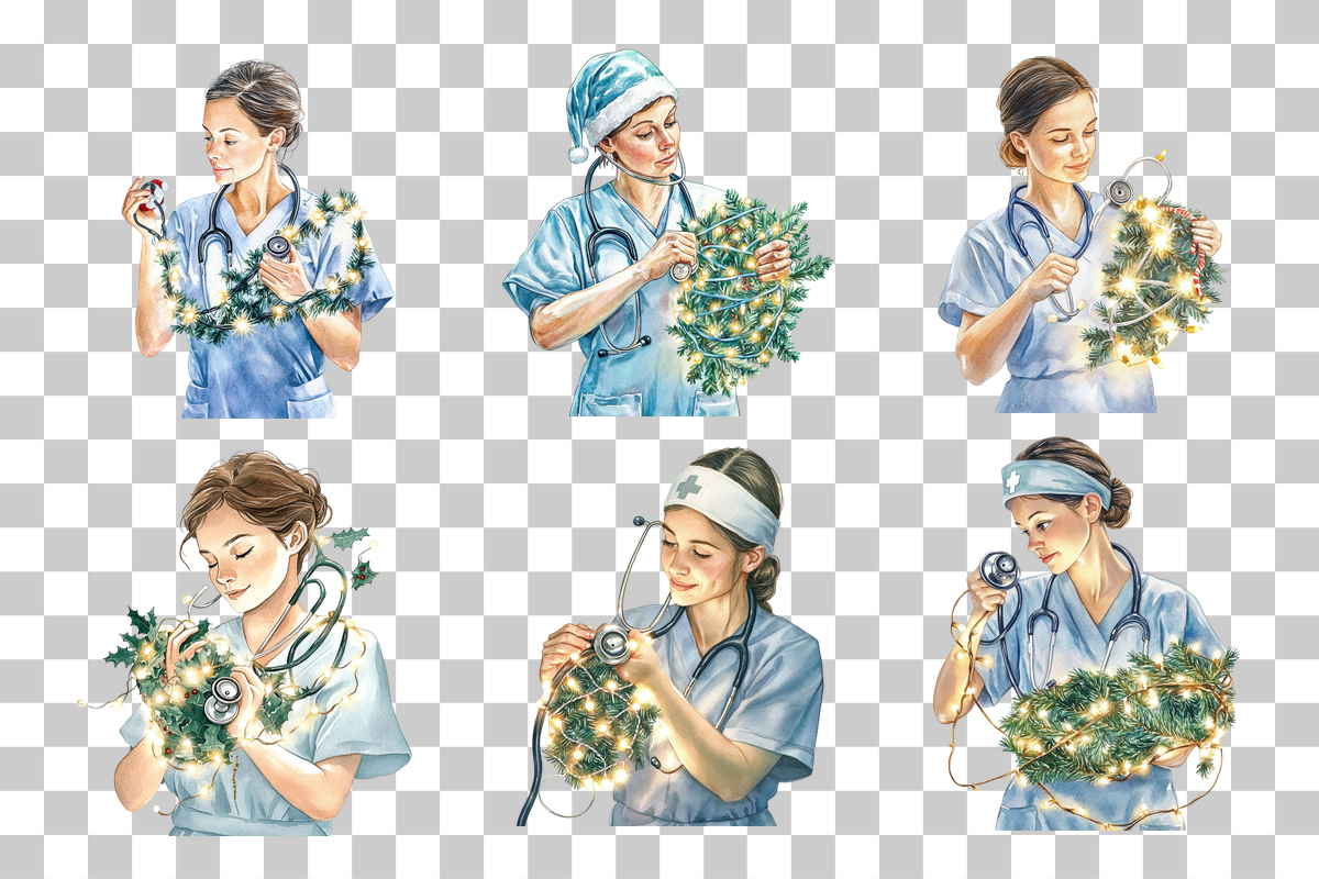 Holiday Nurse Clipart Bundle - CraftNest - Digital Crafting and Art