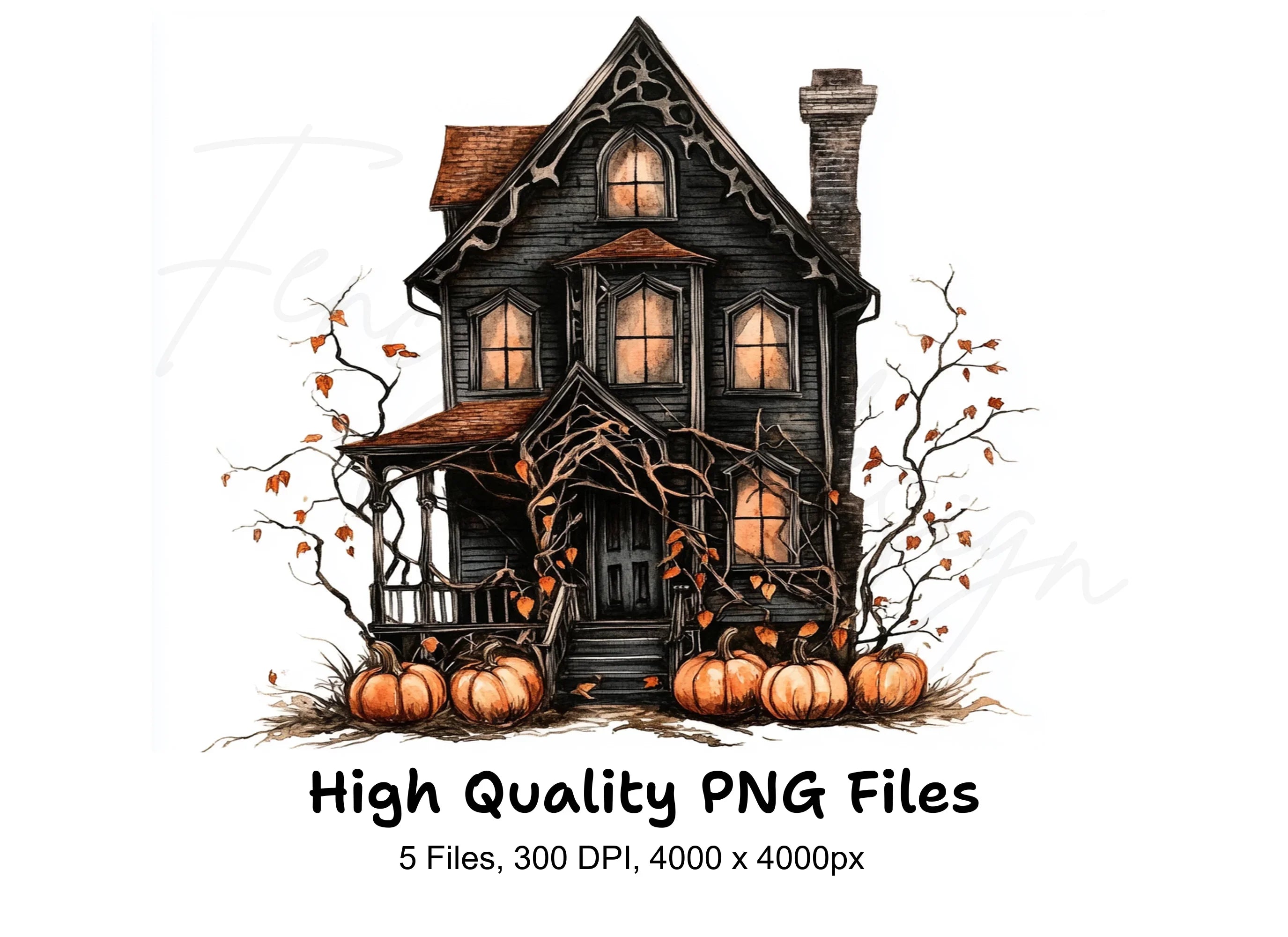 Spooky Haunted House Clipart Bundle